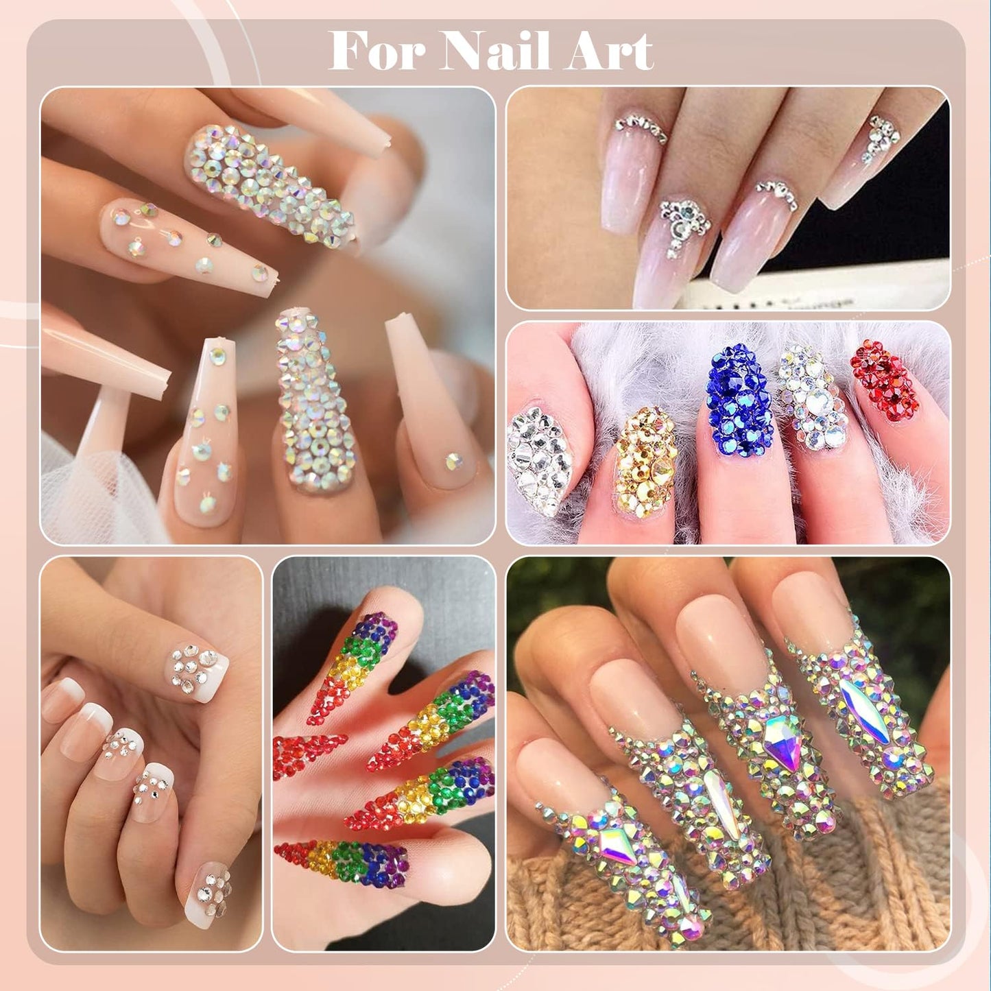 Nail Art Rhinestone Glue Gel&2 Boxes Flatback Gems Kit, 1 Tube of 15ml Rhinestone Gel Glue+Colorful Gems+Flat Back Round Glass Crystal AB&Clear Gemstones with Pickup Tools