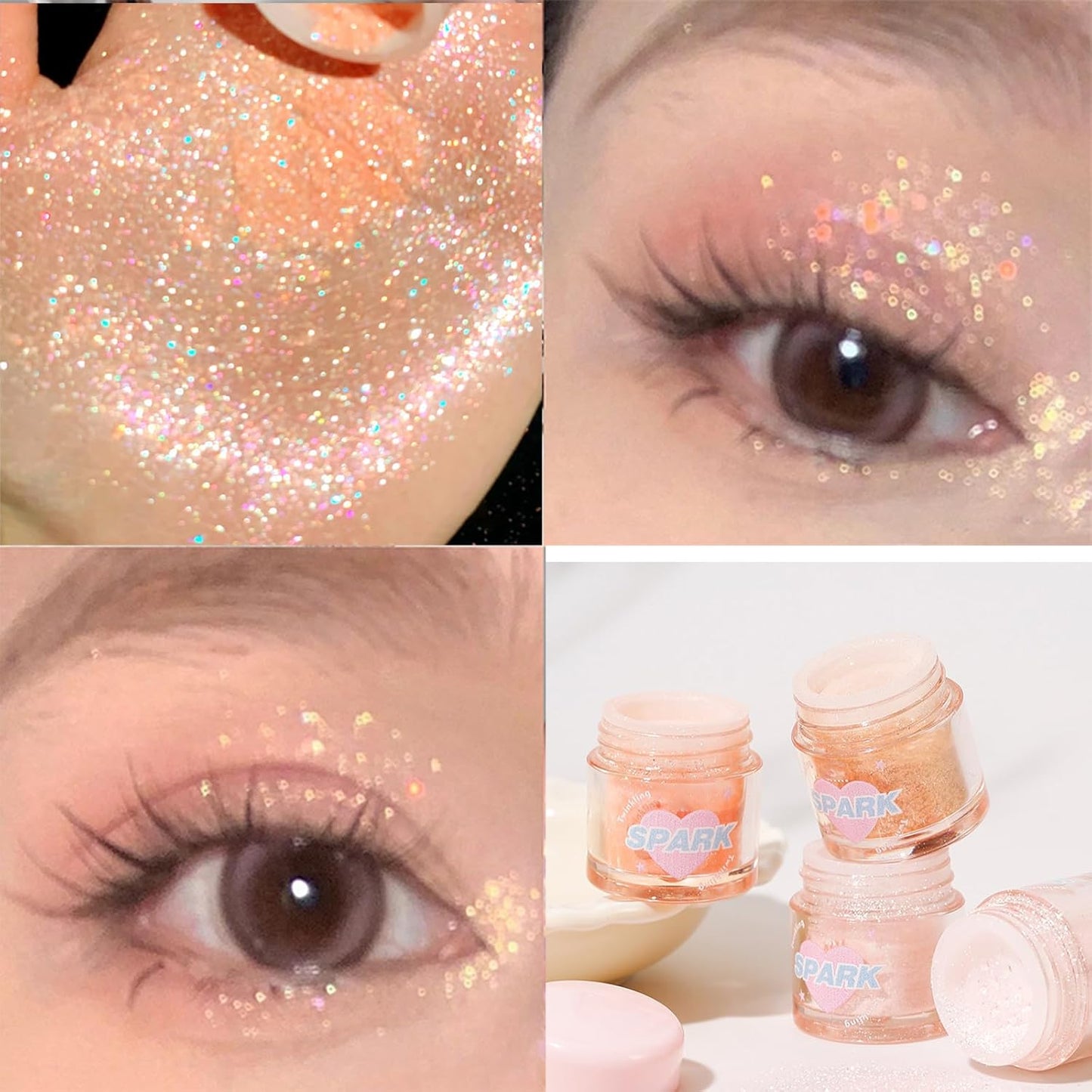 Gold Glitter Eyeshadow Loose Powder, Crystals Eye Face Glitter Korean Makeup Eye Shadow, Sparkle Shimmer Highlighter Makeup#28