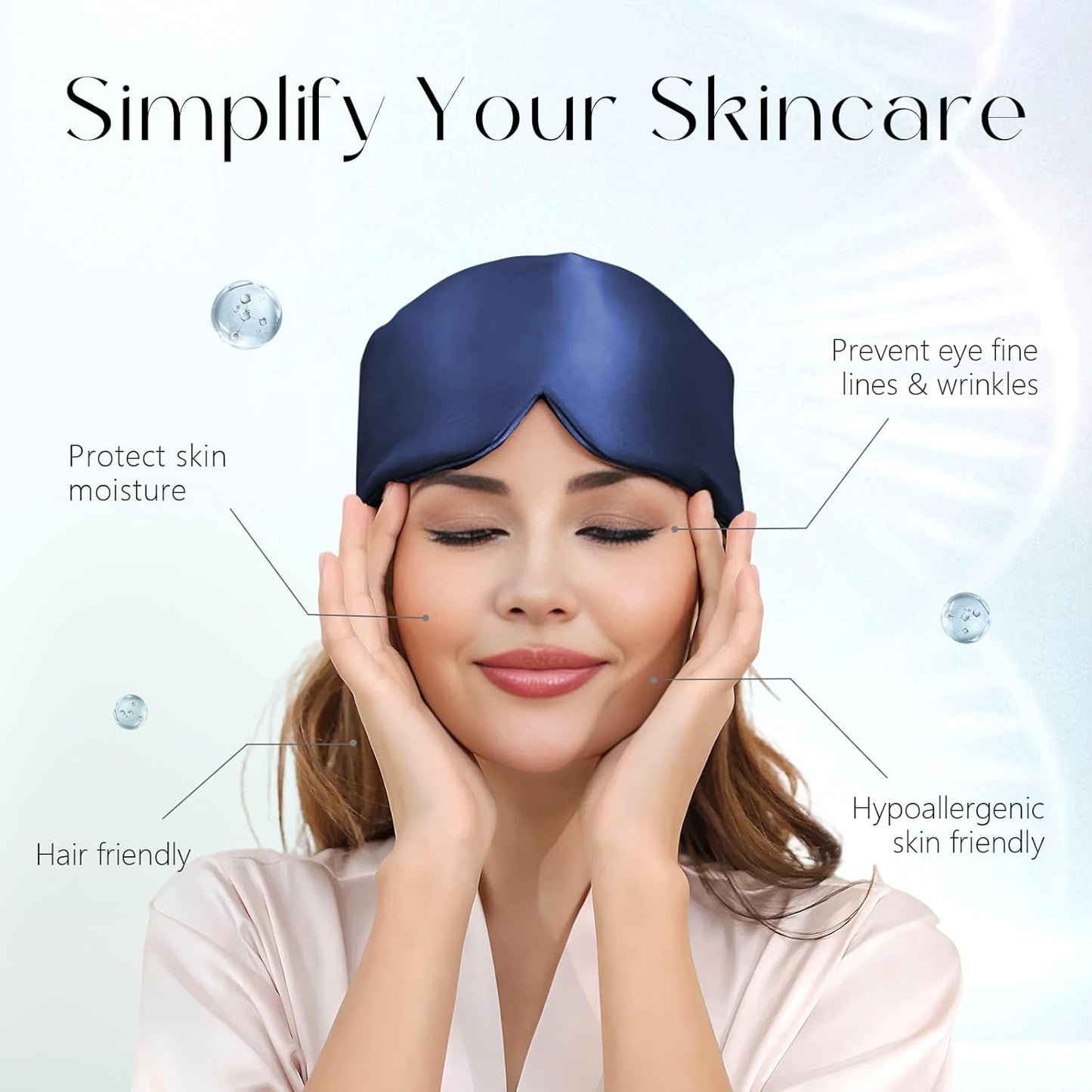 ZIMASILK 100% 22 Momme Mulberry Silk Sleep Mask - Full Silk Filled, Ultra-Soft & Breathable, Face-Hugging Blackout Eye Cover for Sleeping (Navy Blue)