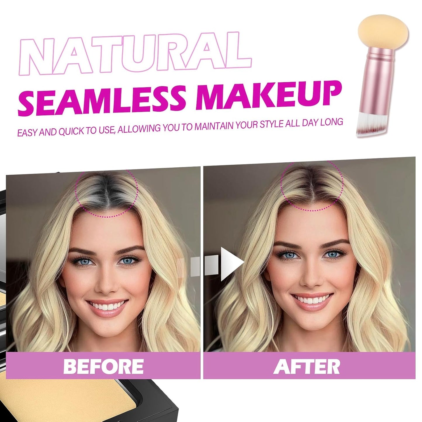 Acomler Root Touch Up Hair Color Hairline Powder, Instantly Root Cover Up, Light Blonde Grey Coverage for Thinning, Hair Powder for Women Men Includes Makeup Brush (Light Blonde, 0.42oz)