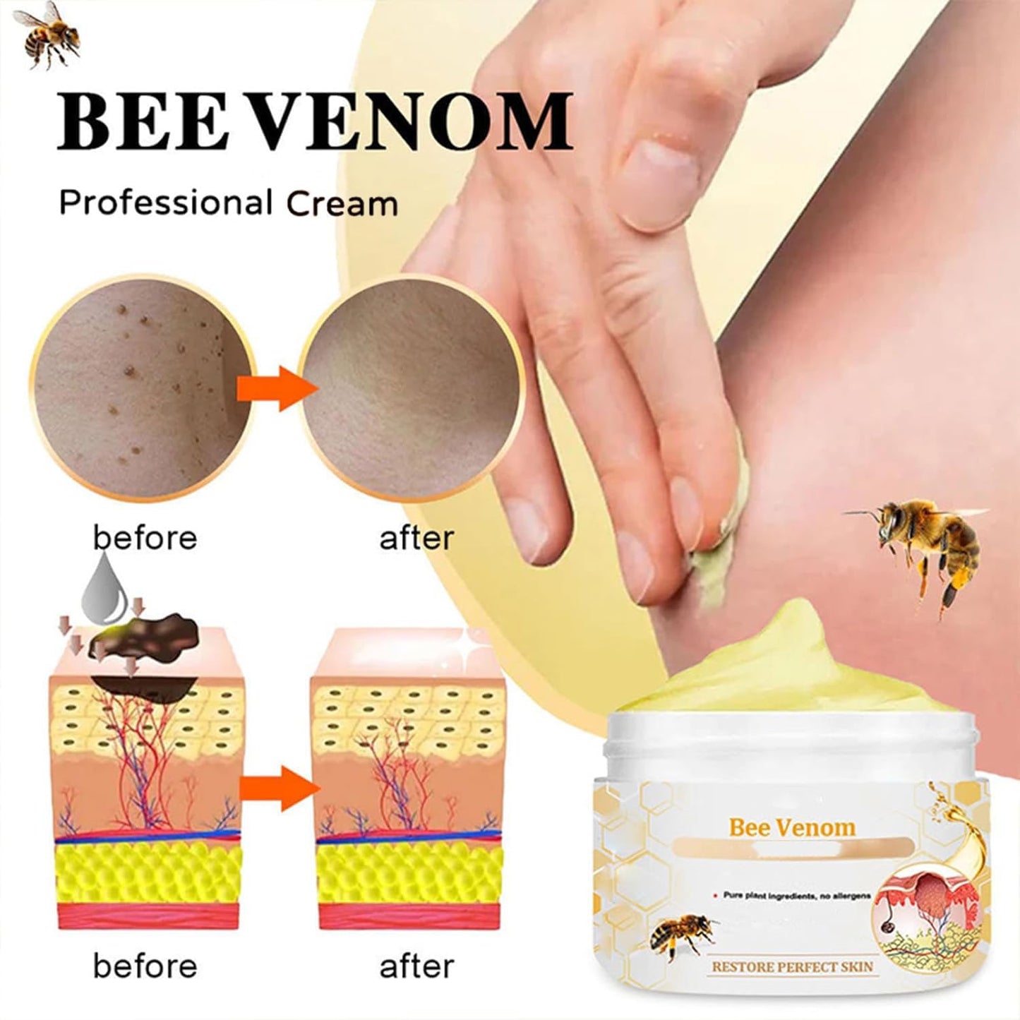 Bee Venom Cream, Professional Bee Venom Cream, Bee Venom Repair Cream for All Parts of The Body (2 Pack)