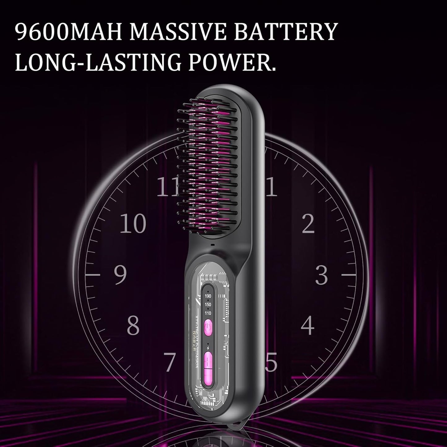 Cordless Hair Straightener Brush for Women - HFcoupe Electric Hot Comb Rechargeable Travel Portable Thermal Brush, Fast Heat Mini Straightening Tools with Ionic, Salon Smooth Styles Anywhere Black