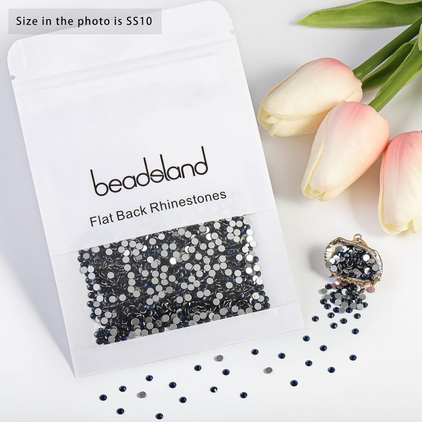 beadsland Flat Back Crystal Rhinestones Round Gems for Nail Art and Craft Glue Fix,Montana (2.7-2.8mm) SS10/1440pcs