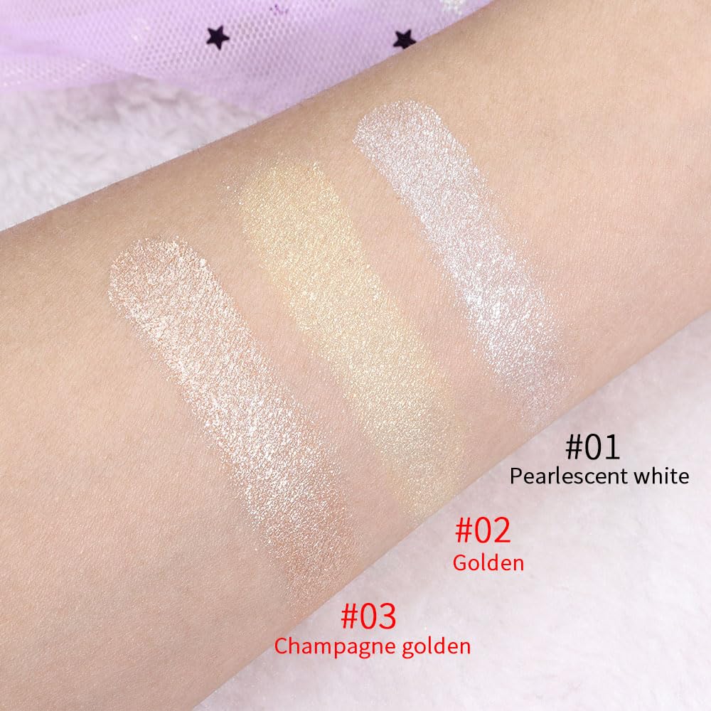 evpct Blonde Gold & Champagne Gold Face Highlighter Makeup Shimmer Glitter Diamond Sparkly Highlighters Makeup Palette Powder for Face Body Cheek iluminadores iluminador de jos maquillaje luminizers
