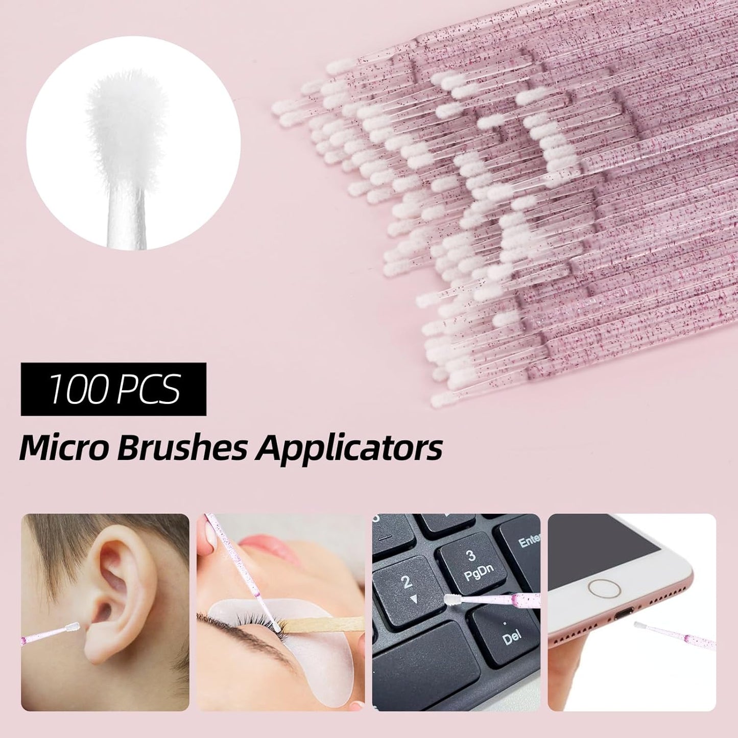 300 Pcs Spoolies Mascara Wands Lip Brushes Micro Swabs Applicator, Disposable Eyelash Brushes Lipstick Tester Makeup Applicator Tool Purple