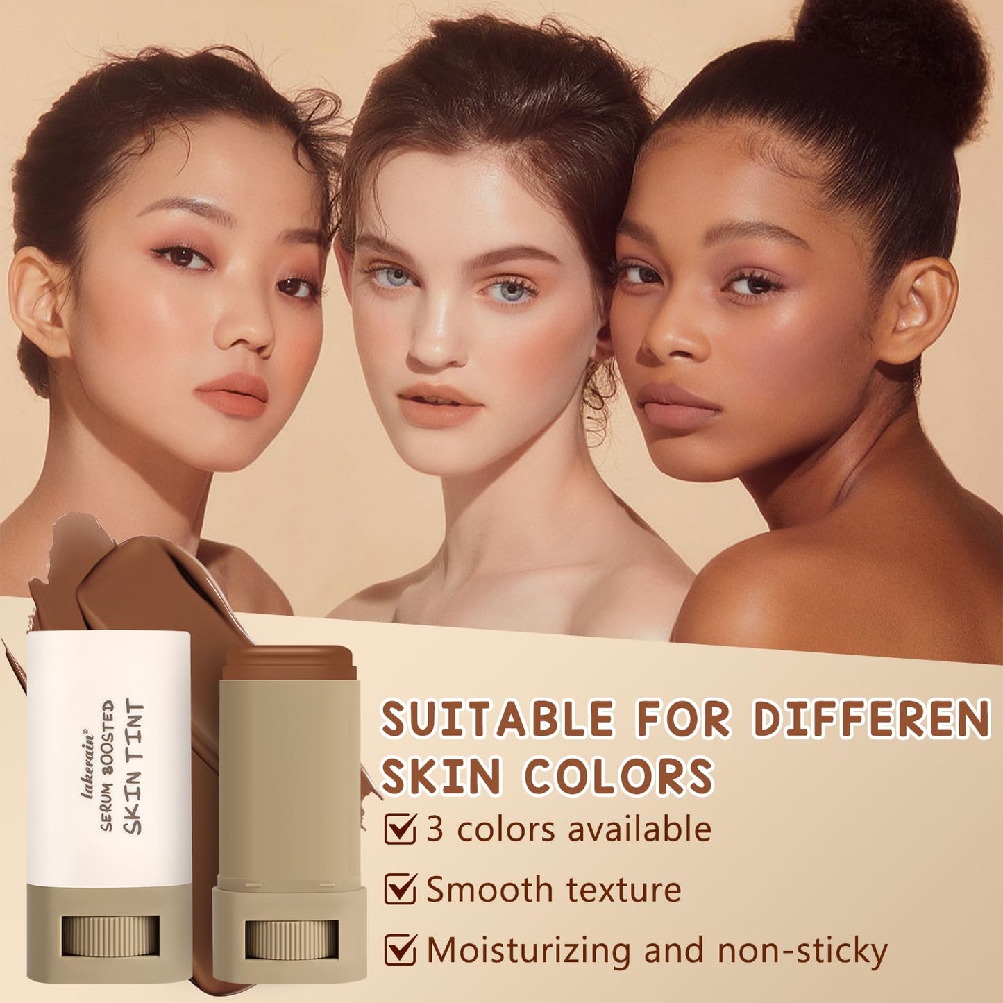 2PCS Foundation Stick Beauty Balm Serum Boosted Skin Tint, Solid Tinted Moisturizing Serum Contour Stick, Natural Fit, Moisturizing ＆ Concealing Foundation Sticks (#02)