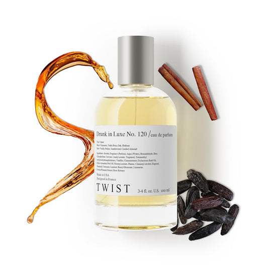 Twist Drunk in Luxe No. 120 - Inspired by Kilian's Angel Share, Long-Lasting Perfume for Women and Men, Paraben-Free, Vegan, Clean Ingredients, Unisex Fragrance – Spray 100 ml | 3.4 fl. oz.