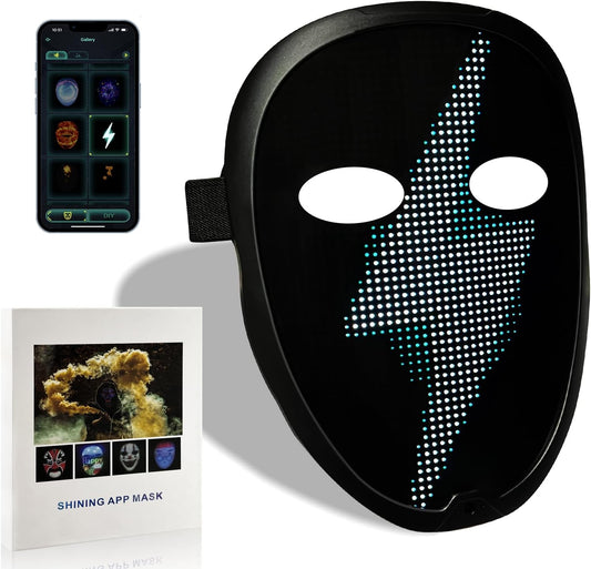 Depointer Life 2023 New Led Mask with Rechargeable Bluetooth-compatible App Controlled, Customizable Shining Mask, LED Lighted Face Transforming Masks For unisex-Adult
