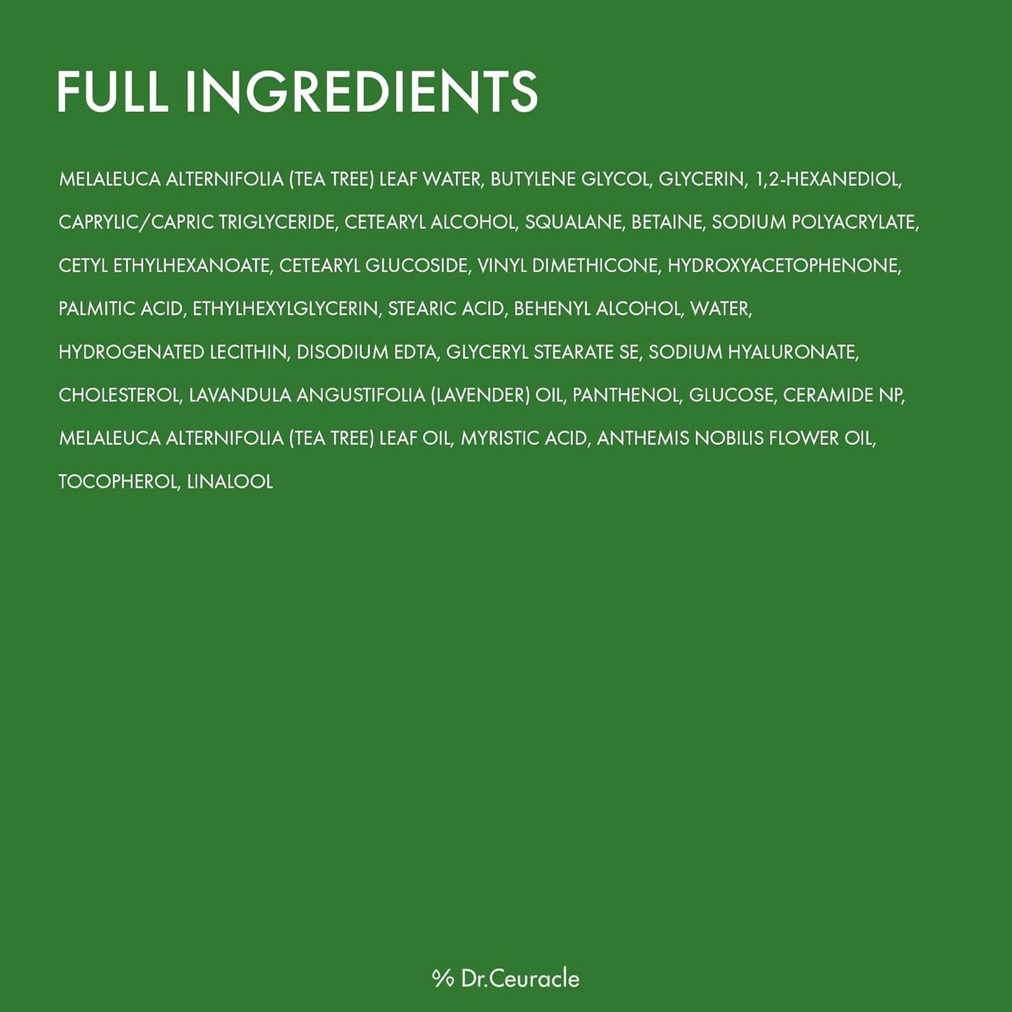 Dr.Ceuracle Tea Tree Purifine Cream - Korean Skincare Calming Moisturizer with Pantenol, Ceramide, Soothes for Sensitive Skin (50g / 1.76 oz.)