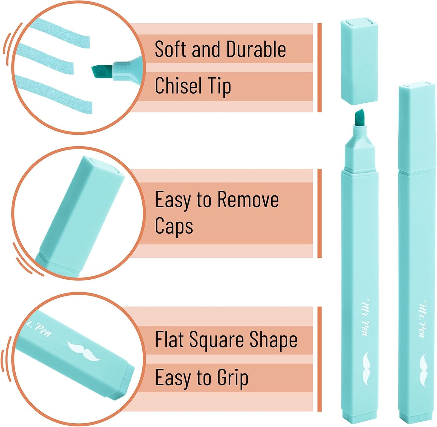 Mr. Pen- Aesthetic Highlighters, 8 pcs, Chisel Tip, Pastel Colors, Cute Highlighters Assorted Colors, Back to School Supplies