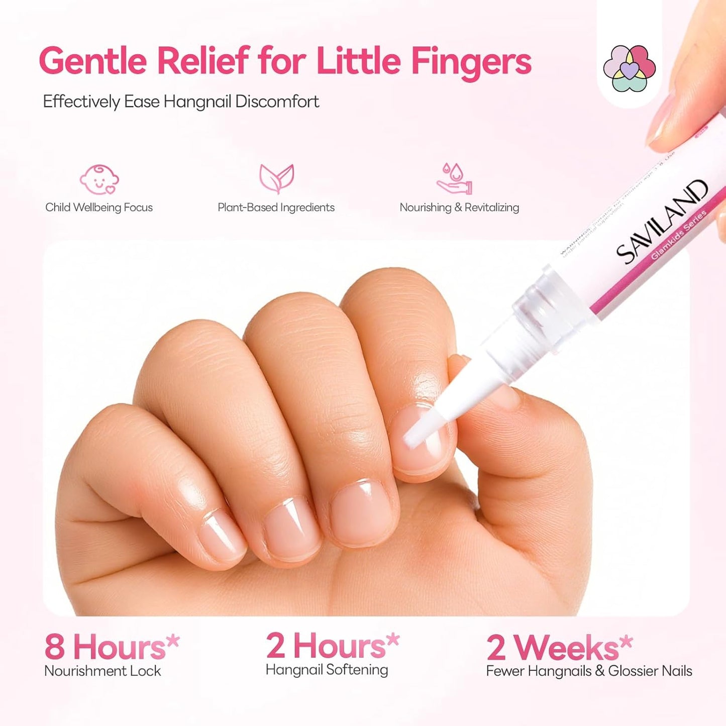 SAVILAND Cuticle Oil Pen for Kids: Plant-Based Nail Oil Pen 8-Hour Long-Lasting Nourishment 2-Hour Soften Tough Hangnails Child-friendly Cuticle Oil for Nails Gentle Nail Care for Kids 3-8 (Glamkids)