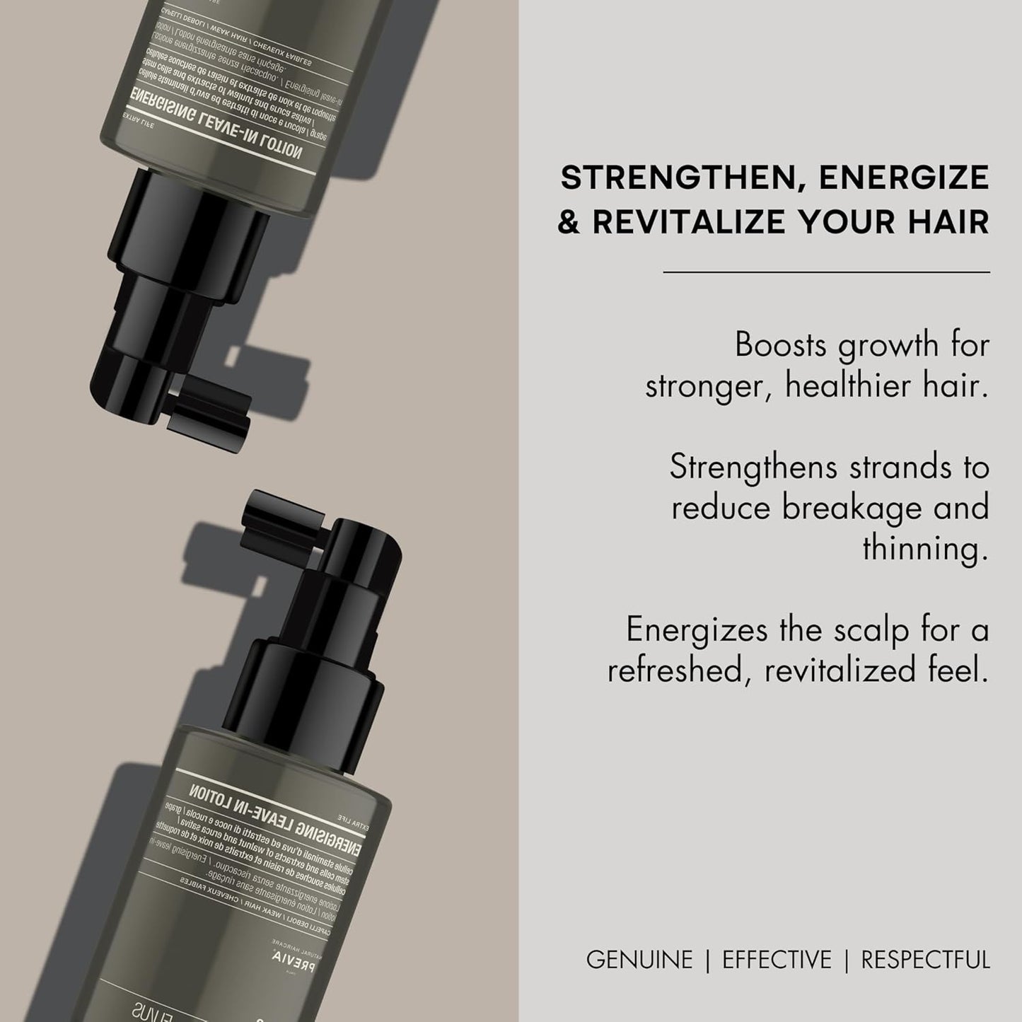 PREVIA Extralife Energising Leave-In Organic Lotion - Hair Loss Treatment - Promotes Fuller, Thicker Hair - All Natural & Organic - 3.38 oz