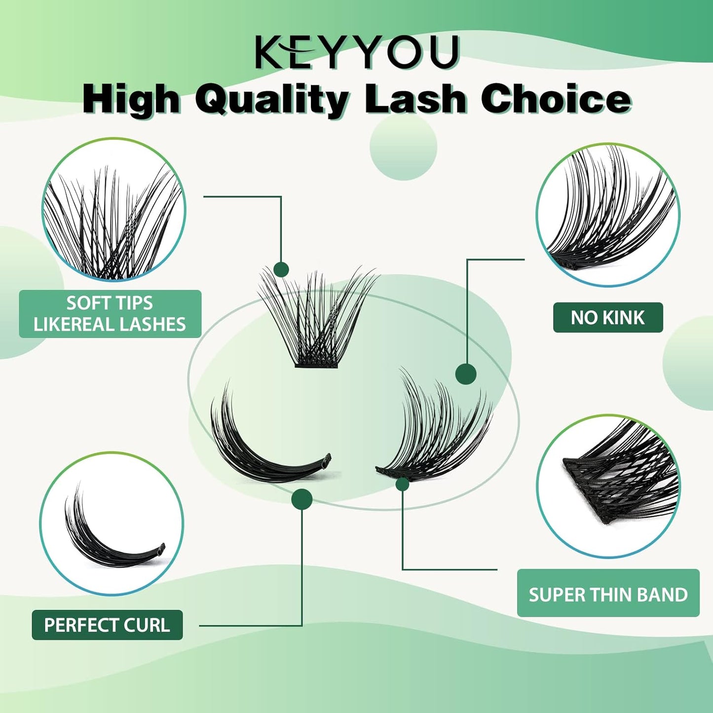 Lash Clusters 96pcs Individual Lashes Y03 D Curl 16mm Cluster Lashes KEYYOU Volume Wispy Lash Extension Soft&Comfortable Easy DIY at Home(Y03 D-16mm)
