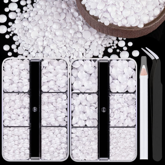 Resin Rhinestones Crafting, 2/3/4/5/6mm Flatback Jelly Rhinestones, 2 Boxes White Non Hotfix Crystal Gems for Bedazzling Crafts Mugs Tumblers Clothes Makeup Nail