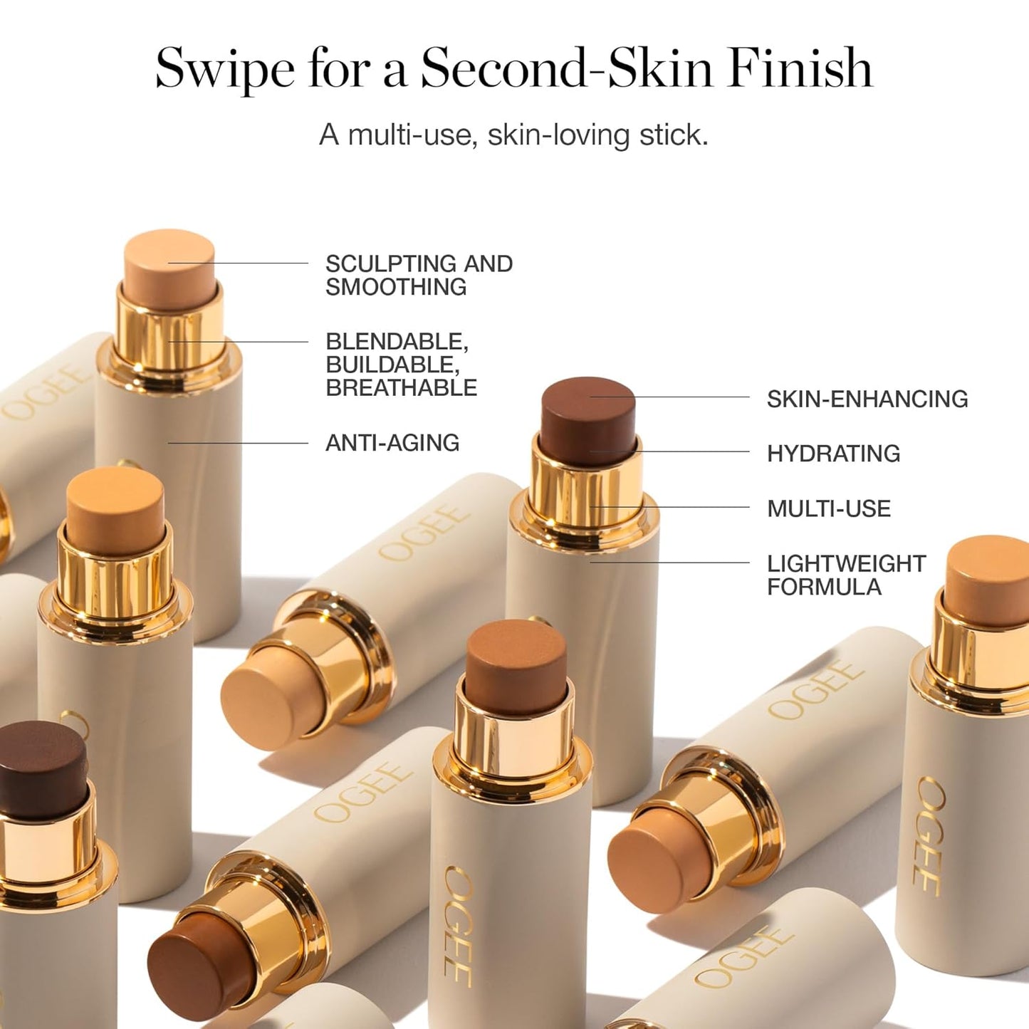 Ogee Sculpted Complexion Foundation Stick (Sequoia 13.5C - Deep Auburn, Copper Undertones) Full Coverage Foundation Makeup - Instantly Balance & Even Complexion - 70% Organic Ingredients