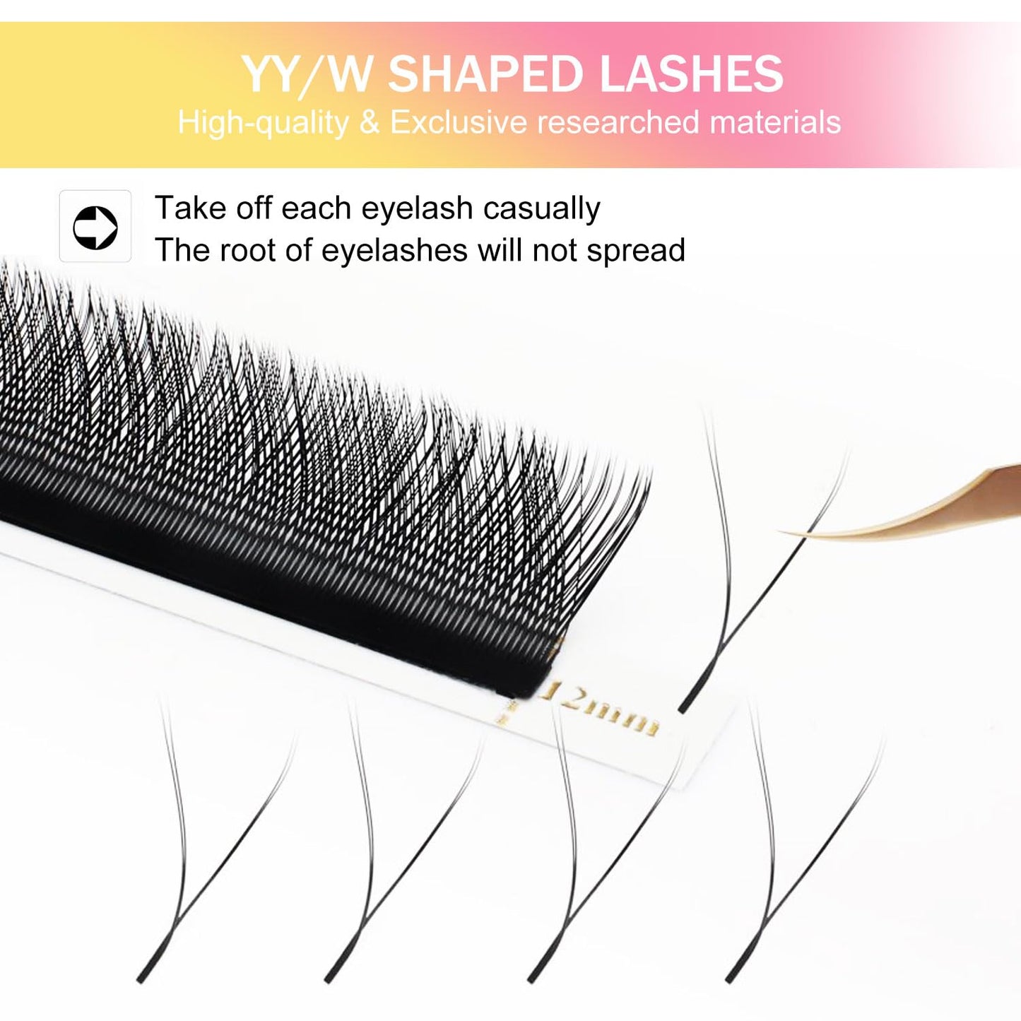YY Lash Extensions Supplies Y Eyelash Extensions 0.05mm Thickness D Curl 15mm Premade Fans 4D Russian Volume Matte Black 12 Rows Crisscross Eye Lashes(YY-0.05-D,15mm)