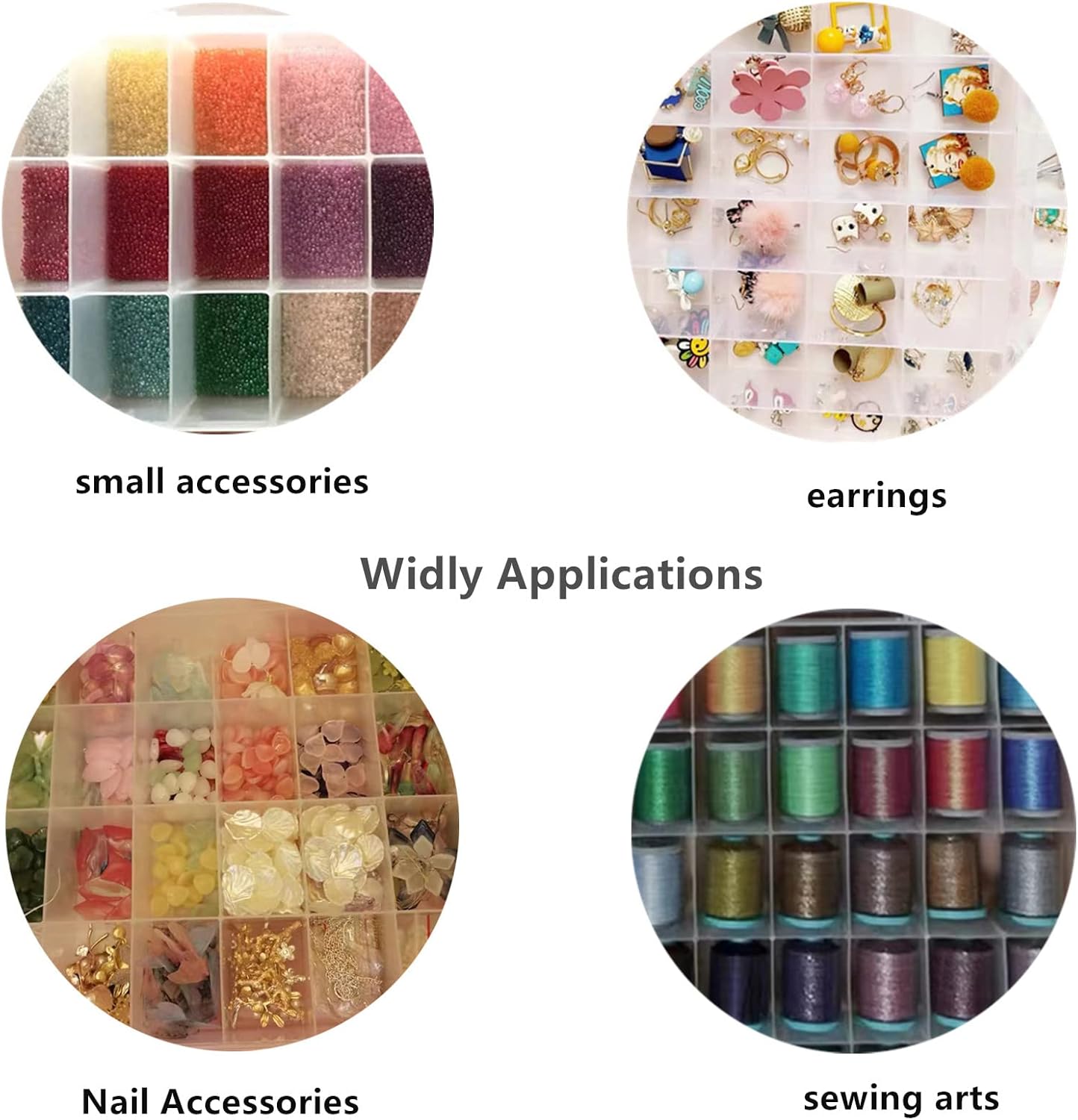 3PCS 36 Grids Large Plastic Organizer Box with Dividers, Compartment Organizer Box for Nail Accessories/Screw/Sewing Arts and Oil Paint, Bead Storage Containers 14.9 Inch x 9.2 Inch x 1.9 Inch (Clear)