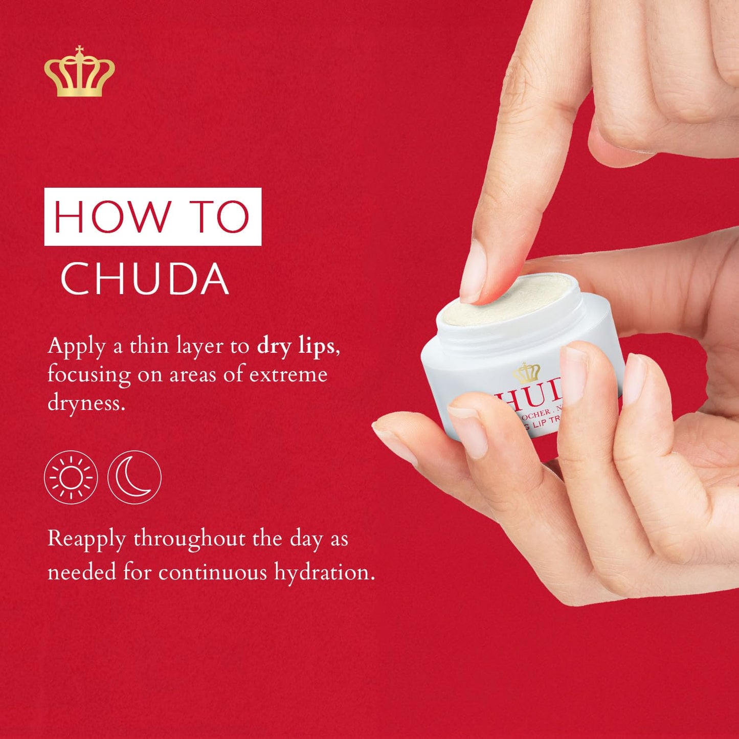 Chuda Hydrating Lip Treatment, Lip Moisturizer with Remedea Compound - 5ml Made in USA, Plumping Lip Balm, Anti Aging Lip Balm Chapped and Dry Lips Treatment, Intense Hydrating Daily Lip Care