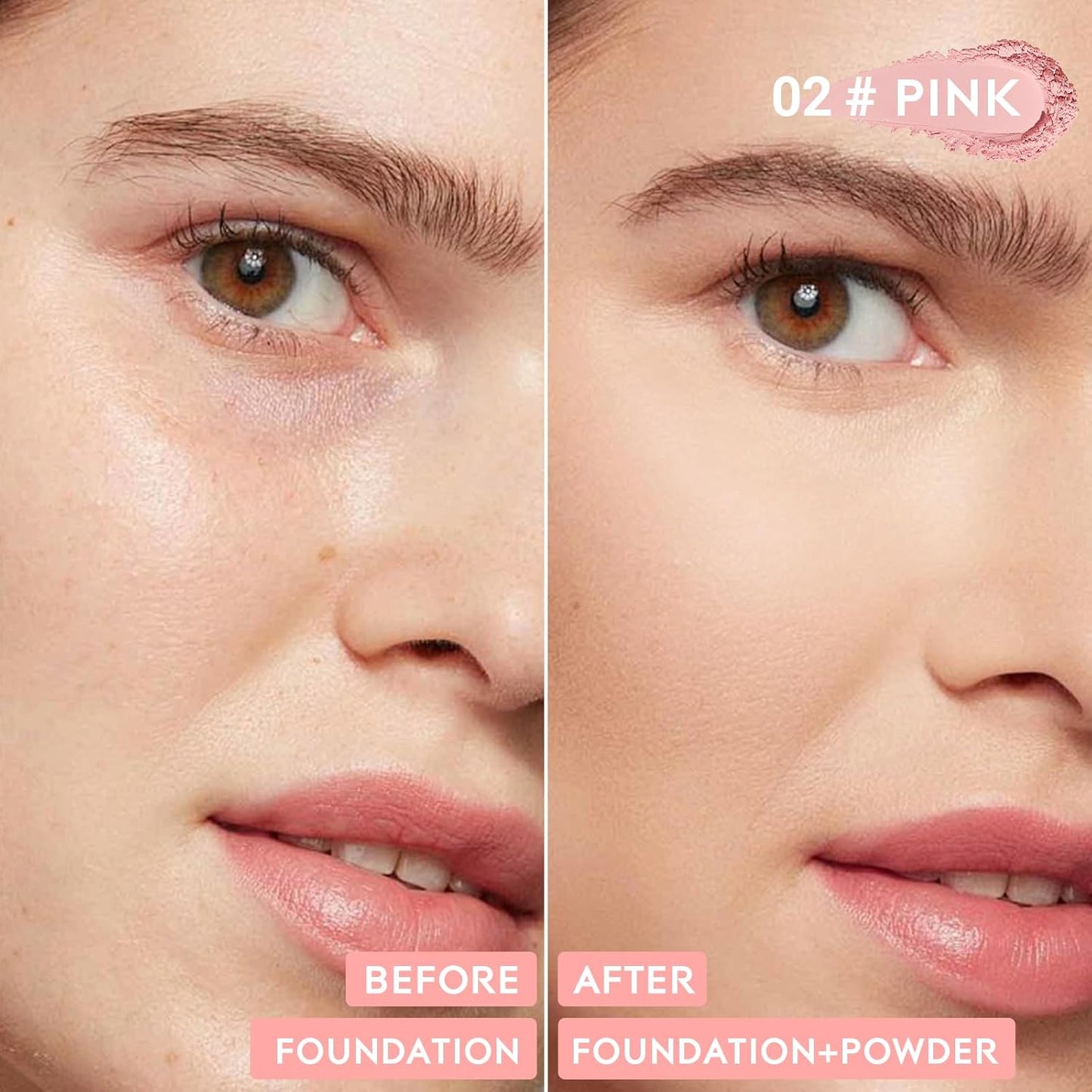 Vevivia Setting Powder - Creaseless Face Powder, Long Lasting Loose Powder Makeup with Blurring and Brightening Finish, Loose Setting Powder for All Skin Types, Shine Control, Up to 24 Wear, Pink