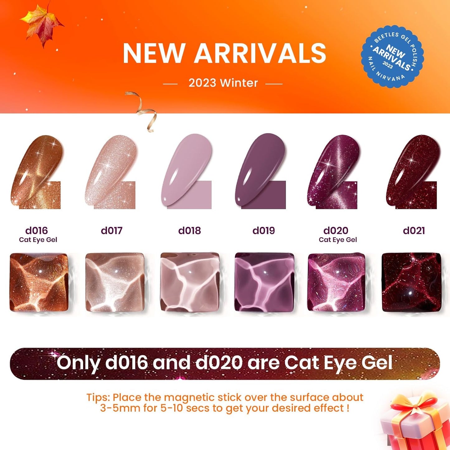 Beetles Cat Eye Gel Nail Polish Set, 6 Colors Brown Purple Glitter Nude Sparkle Stunning Champagne Burgundy Gold lavender Magnetic Effect Nail U v Gel Polish Art Design Gifts for Women