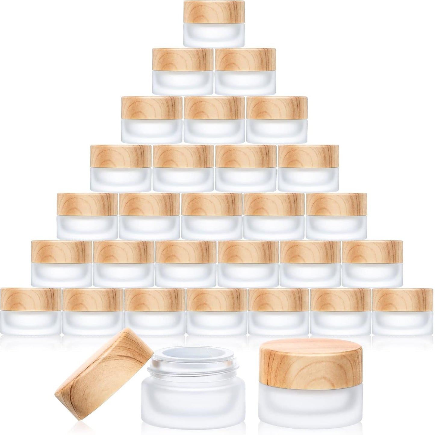 Geiserailie 30 Pieces Glass Cosmetic Containers Empty Sample Jars with Leak Proof Lids Makeup Sample Containers for Lotion Cream Cosmetic (30 Gram)