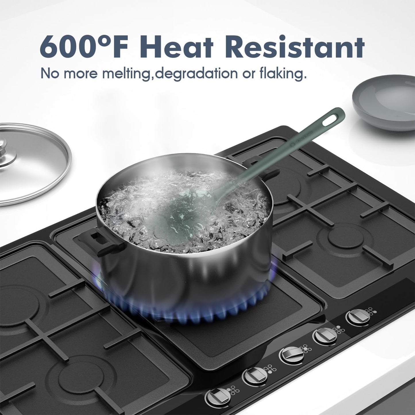 5 Pieces Silicone Spatula Set, Food Grade Rubber Spatula, Upgrade Strong Handle with Ergonomic Grip, Heat Resistant Up to 600°F for Nonstick Cookware, Cooking Dried Thyme