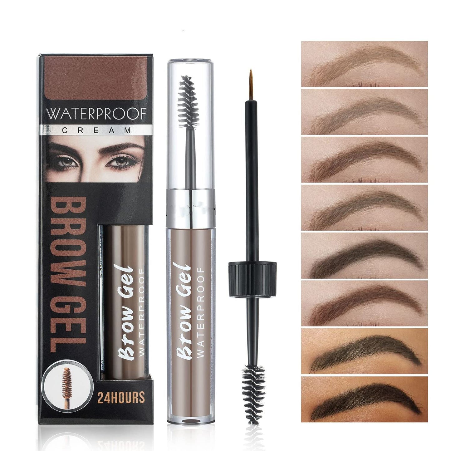 MAEPEOR Waterproof Eyebrow Gel 8 Colors Full-pigmented Long Lasting Liquid Brow Gel for Fuller & Defined Looking (#03 Medium Brown）