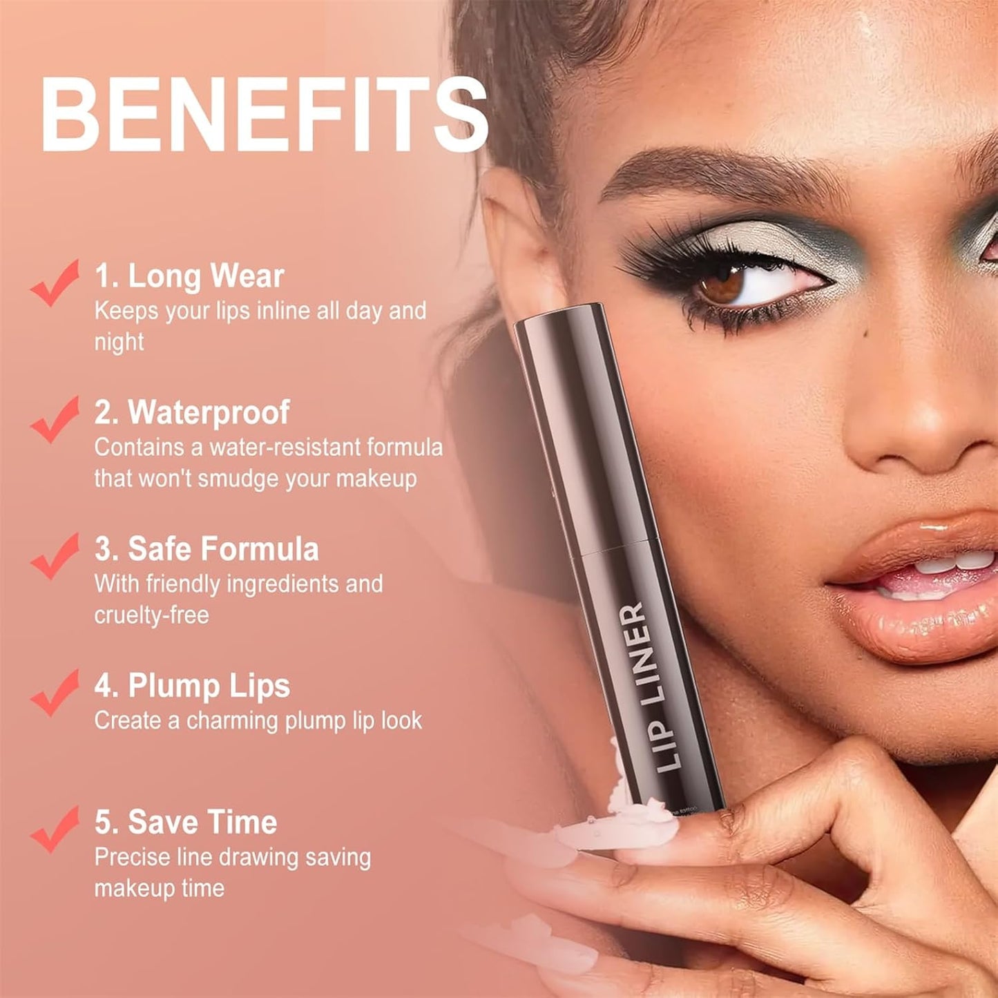 OETUIOW Lip Stain, Lip Liner, Waterproof Moisturizing Long-Lasting, Non-Stick Cup for Women All Skin Types, Nude Color