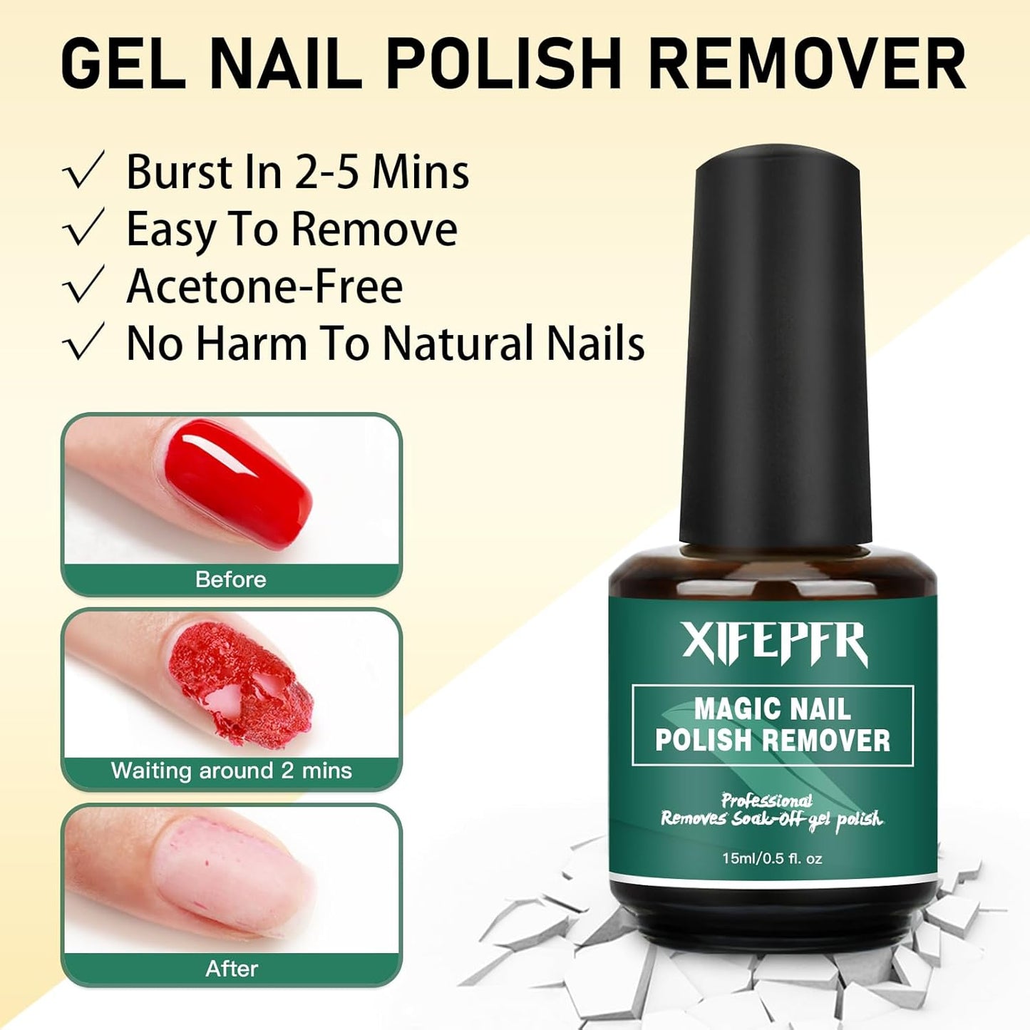 Gel Nail Polish Remover, Gel Polish Remover for Nails with Cuticle Oil and Latex Tape, Gel Nail Remover, Removedor de Esmalte Gel In 2-5 Mins, No Soaking or Wrapping, Gifts for Women
