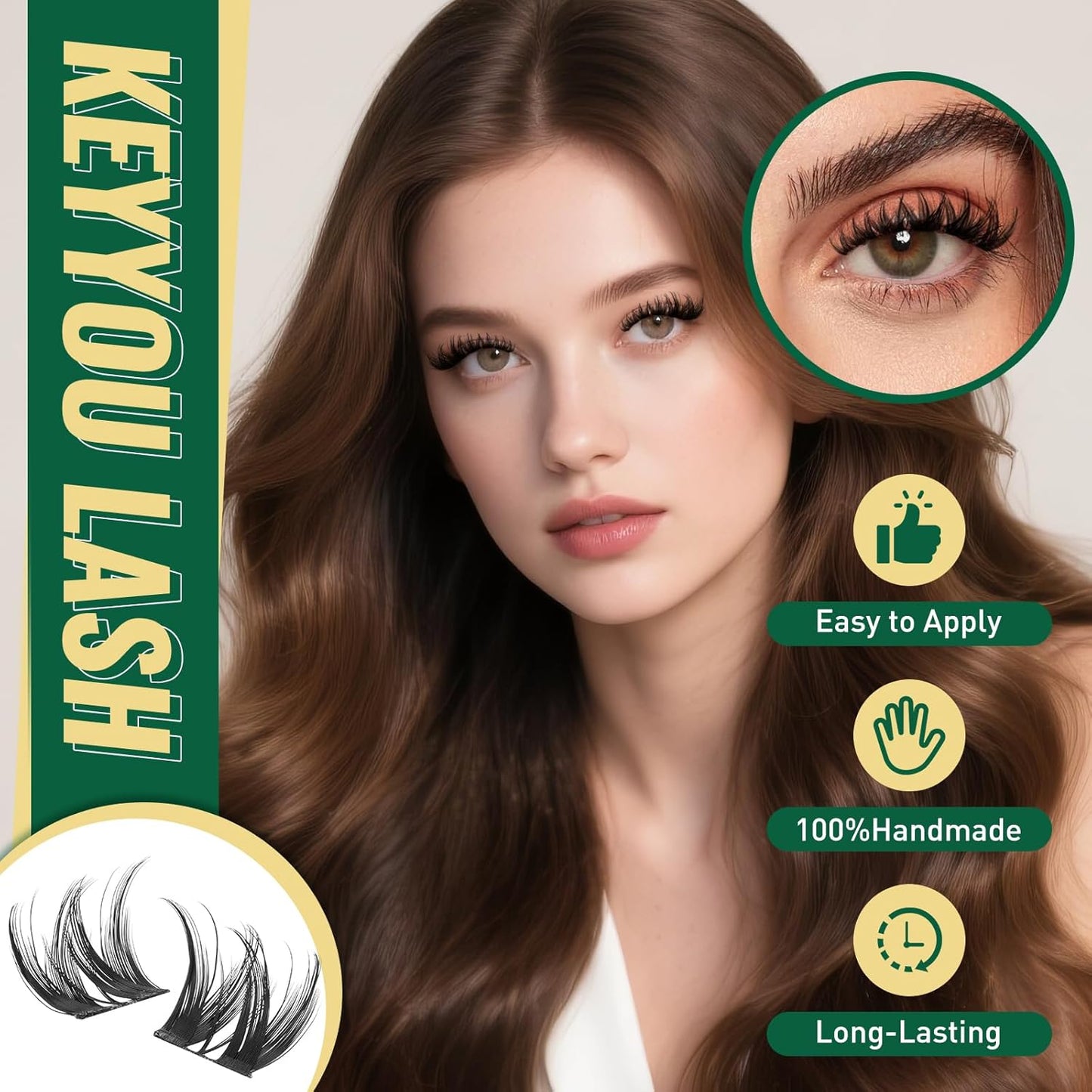 KEYYOULASH Lash Clusters Kit 120pcs 8-18MIX Lash Extension Kit Widespan Volume Lash Clusters with Bond and Seal,Remover,Applicators for DIY Eyelash Clusters at Home (KY01 Kit)