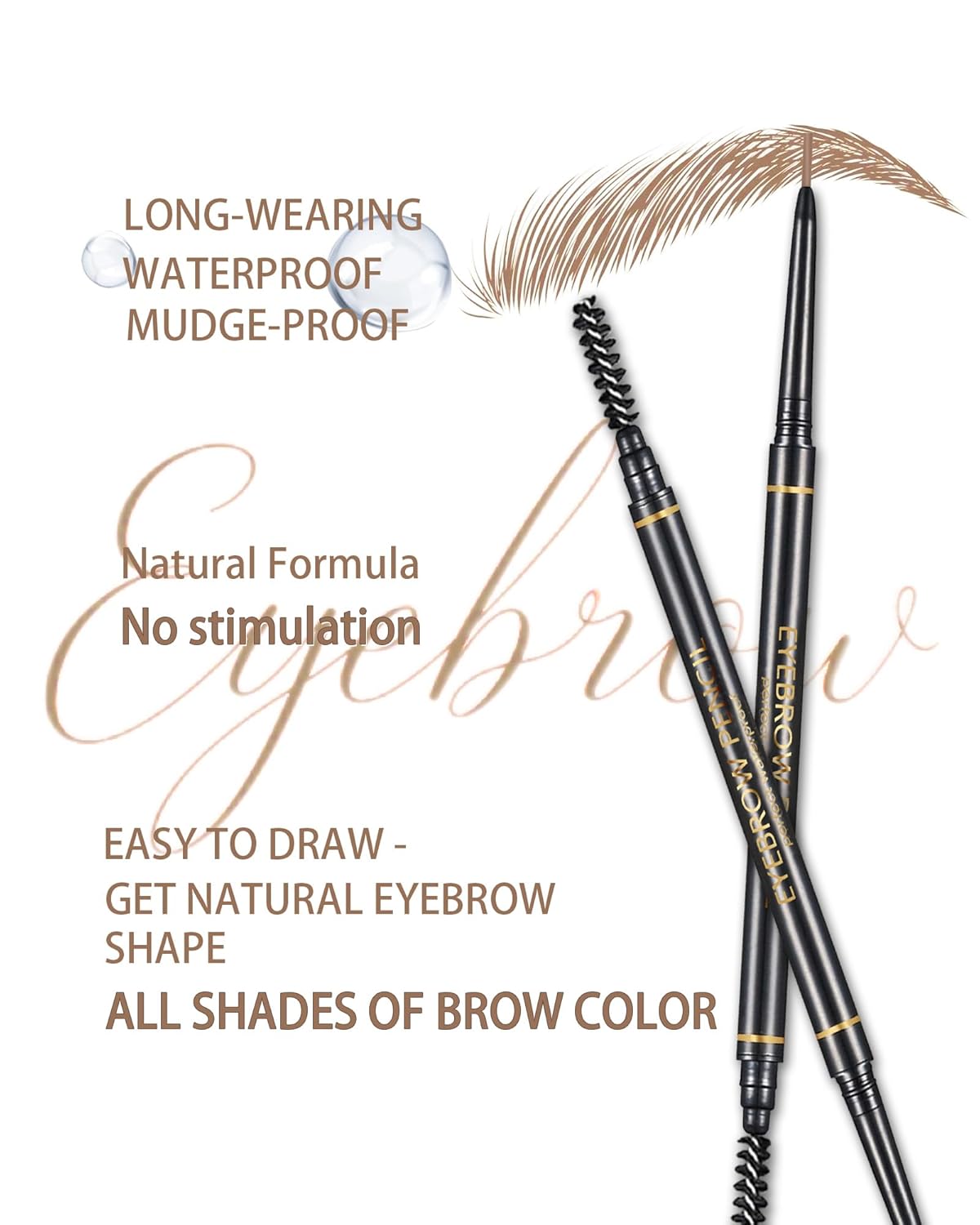 Light Brown Eye Brow Pencils for Women, 6Pcs Waterproof Eyebrow Pencil, 1.5mm Micro-Fine Tip & Spiral Brush with Brow Razors Perfect for Creating a Natural and Delicate Eyebrow Look Makeup