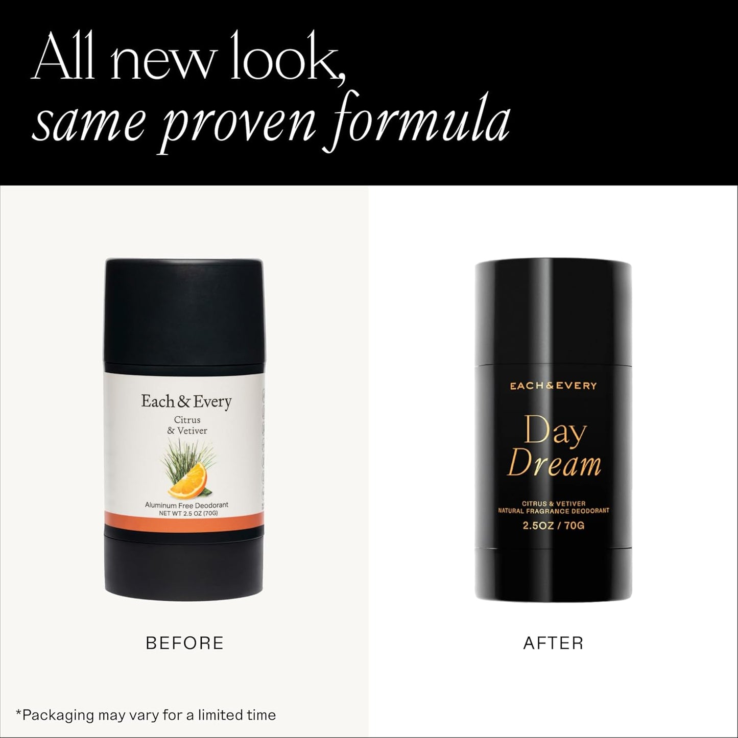 Each & Every Aluminum Free Deodorant for Women & Men - All Natural Deodorant for Sensitive Skin, EWG Verified - Clean, Baking Soda-Free, Plant-Based Fragrance, Citrus & Vetiver, 2.5oz