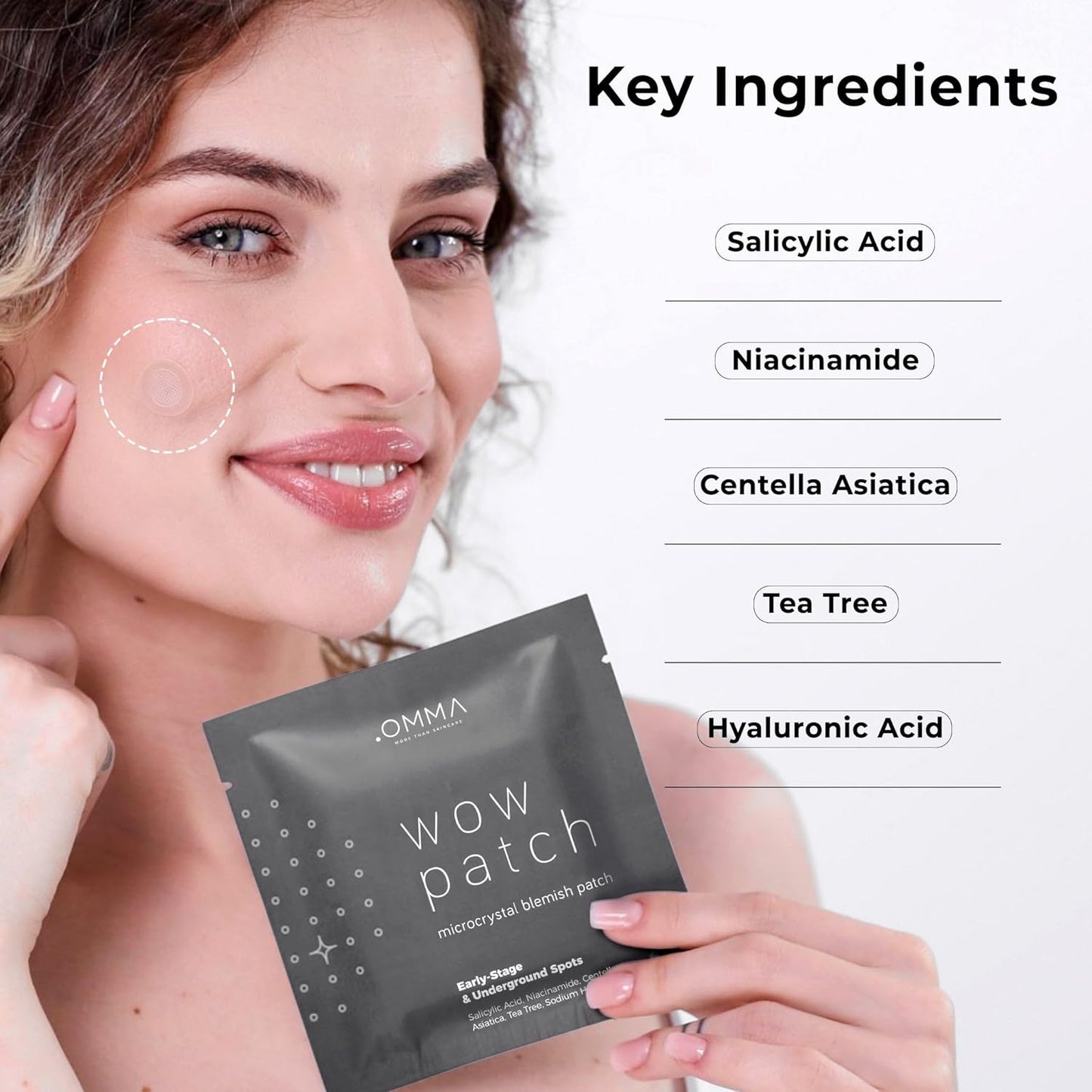 OMMA Korean Microdart Acne Patch, Cystic Acne Treatment, Micropoint Pimple Patches for Face for Early-Stage Painful Zits, Salicylic Acid & Tea Tree - 14 mm Zit Stickers (18 Count)