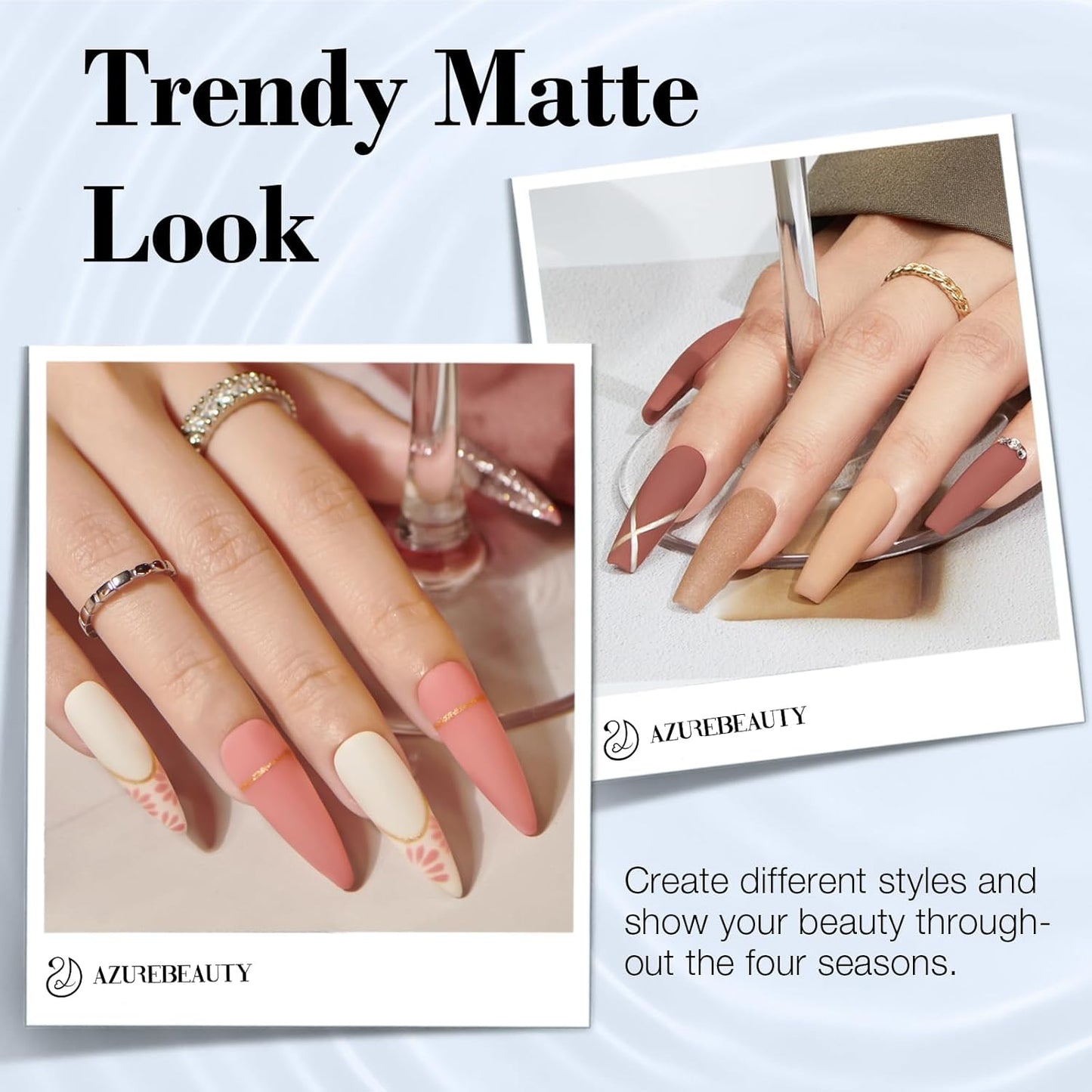 AZUREBEAUTY Dip Powder Liquid Set Bond, Base, Glossy Matte Top Coat, Activator, Brush Saver Dipping Powder Essential Tools No Nail Lamp Needed 0.5Fl oz 15ml 6Pcs