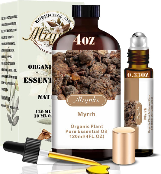 Myrrh Fragrance Oil-Myrrh Essential Oil 4.33oz (130ml)-100% Pure Natural Scent for Diffusers, Candles, Soap Making & Aromatherapy-Relaxing Home & Gift Essential Oil for Bath, Massage