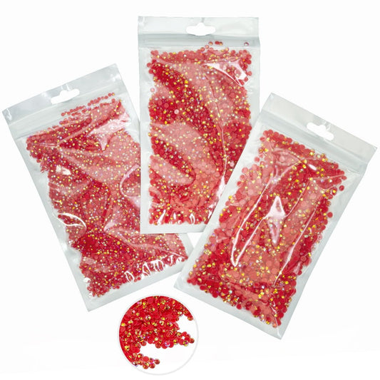 16000PCS Red AB Resin Rhinestones for Crafting 3mm 4mm 5mm Flatback Jelly Stones Bulk SS10 SS16 SS20 Diamonds Crystals Gems Charms for Face Eyes Makeup Mugs Tumblers Bottles DIY Crafts Clothes Shoes