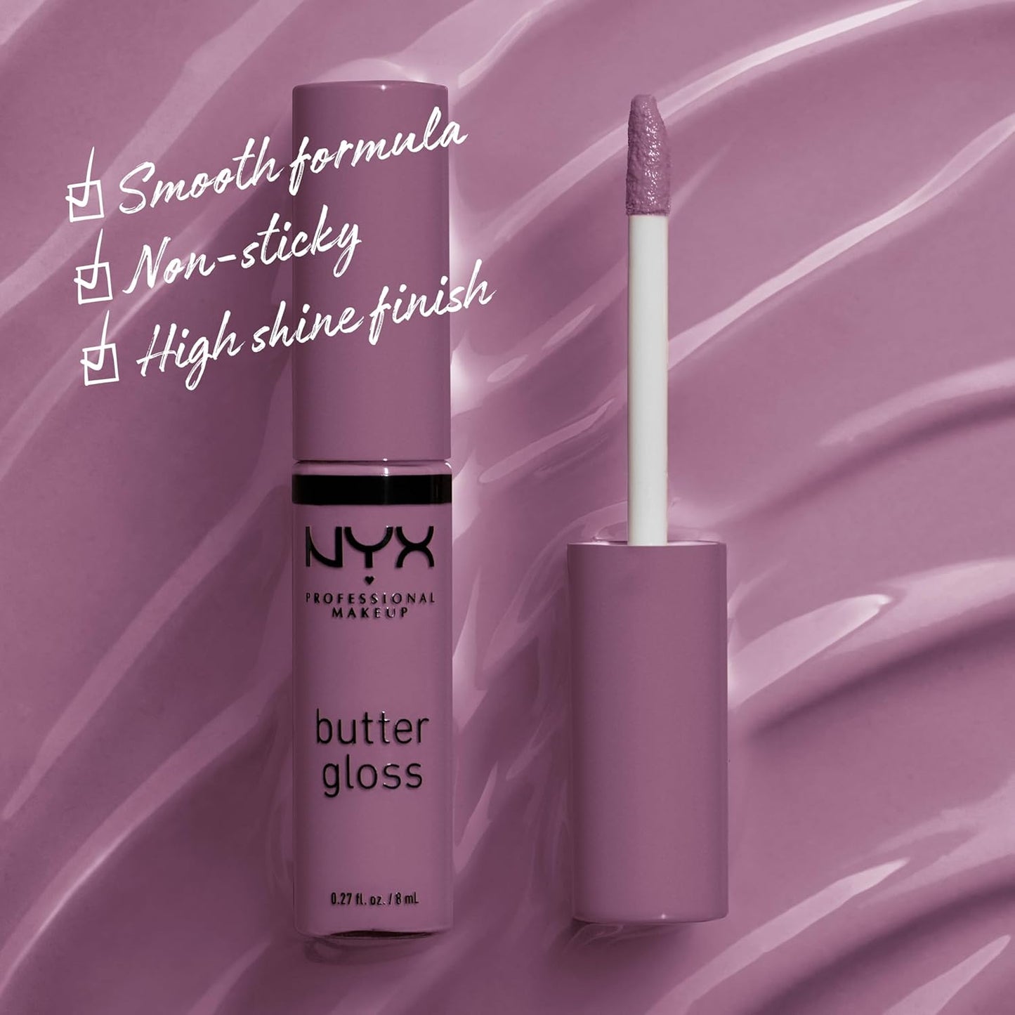 NYX PROFESSIONAL MAKEUP Butter Gloss, Non-Sticky Lip Gloss - Marshmallow (Muted Lilac)