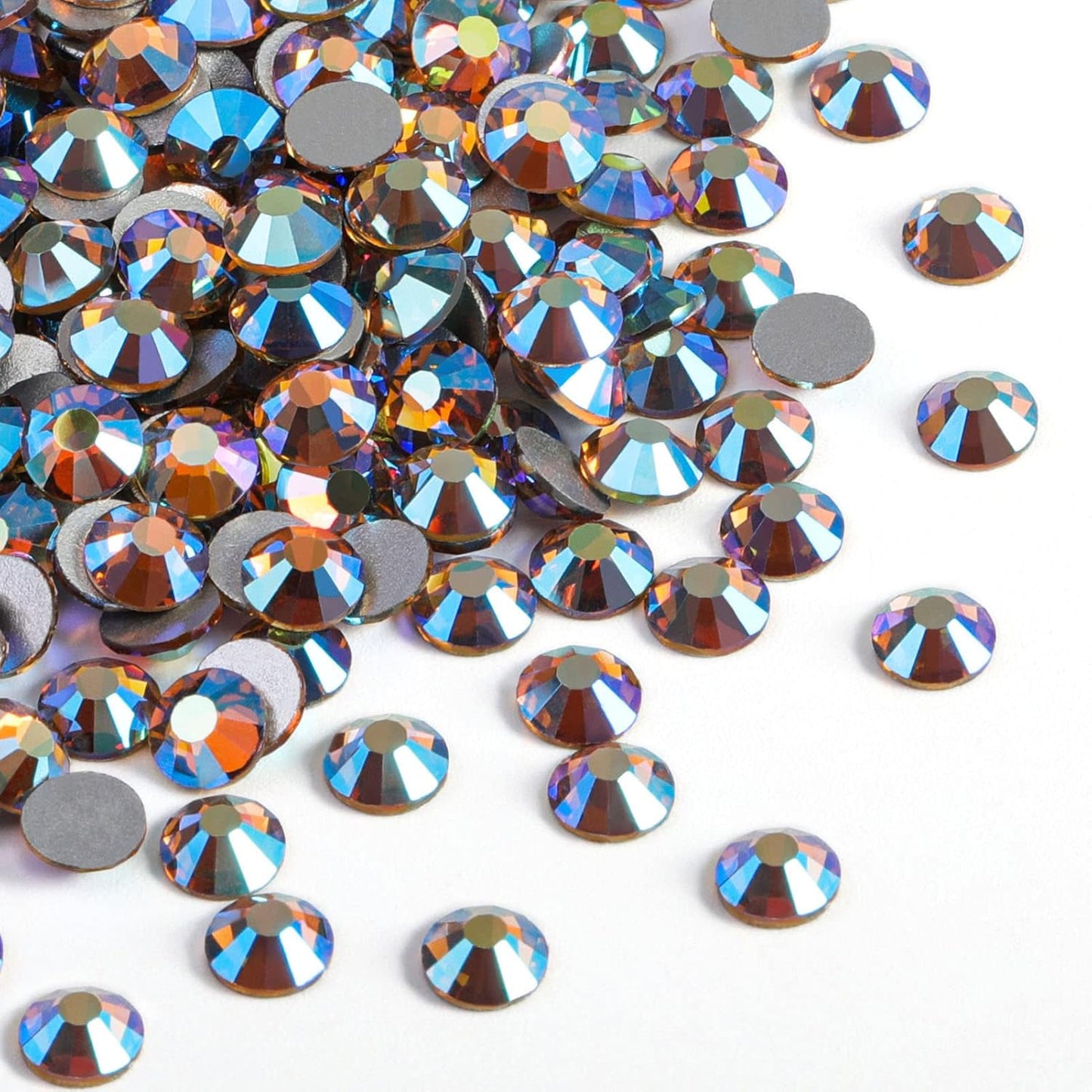 beadsland 1440 Pieces Flat Back Crystal Rhinestones Round Gems, Lt.Colorado Topaz AB,SS8,2.3-2.5mm