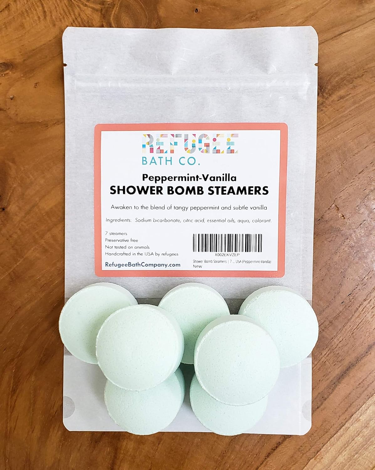 Shower Bomb Steamers | 7 Pack | Handmade in USA | Support Refugee Employment in USA (Peppermint-Vanilla)