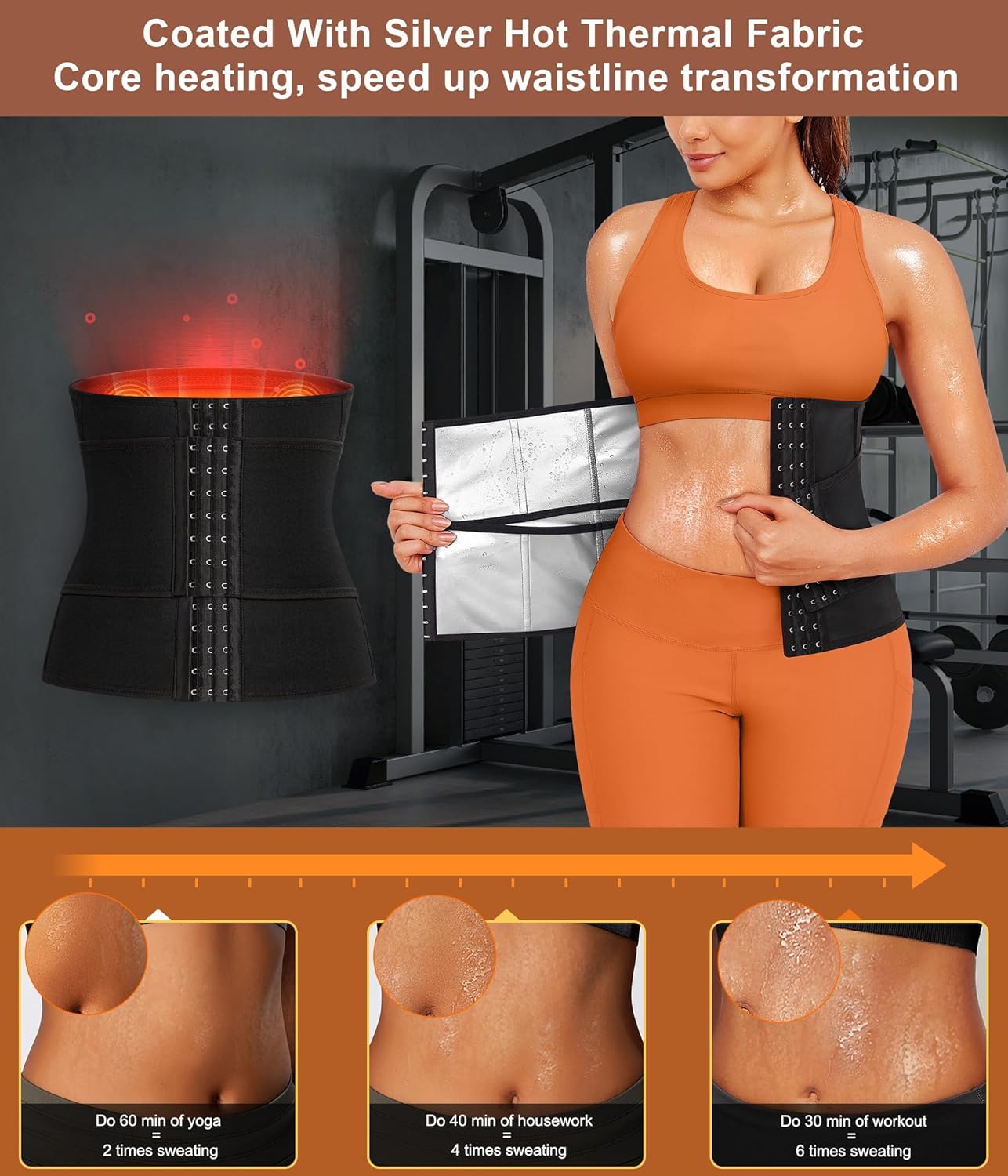 TrainingGirl Waist Trainer for Women Belly Working Out Trimmer Corset Sauna Sweat Belt Band Stomach Wrap Body Shaper Fajas