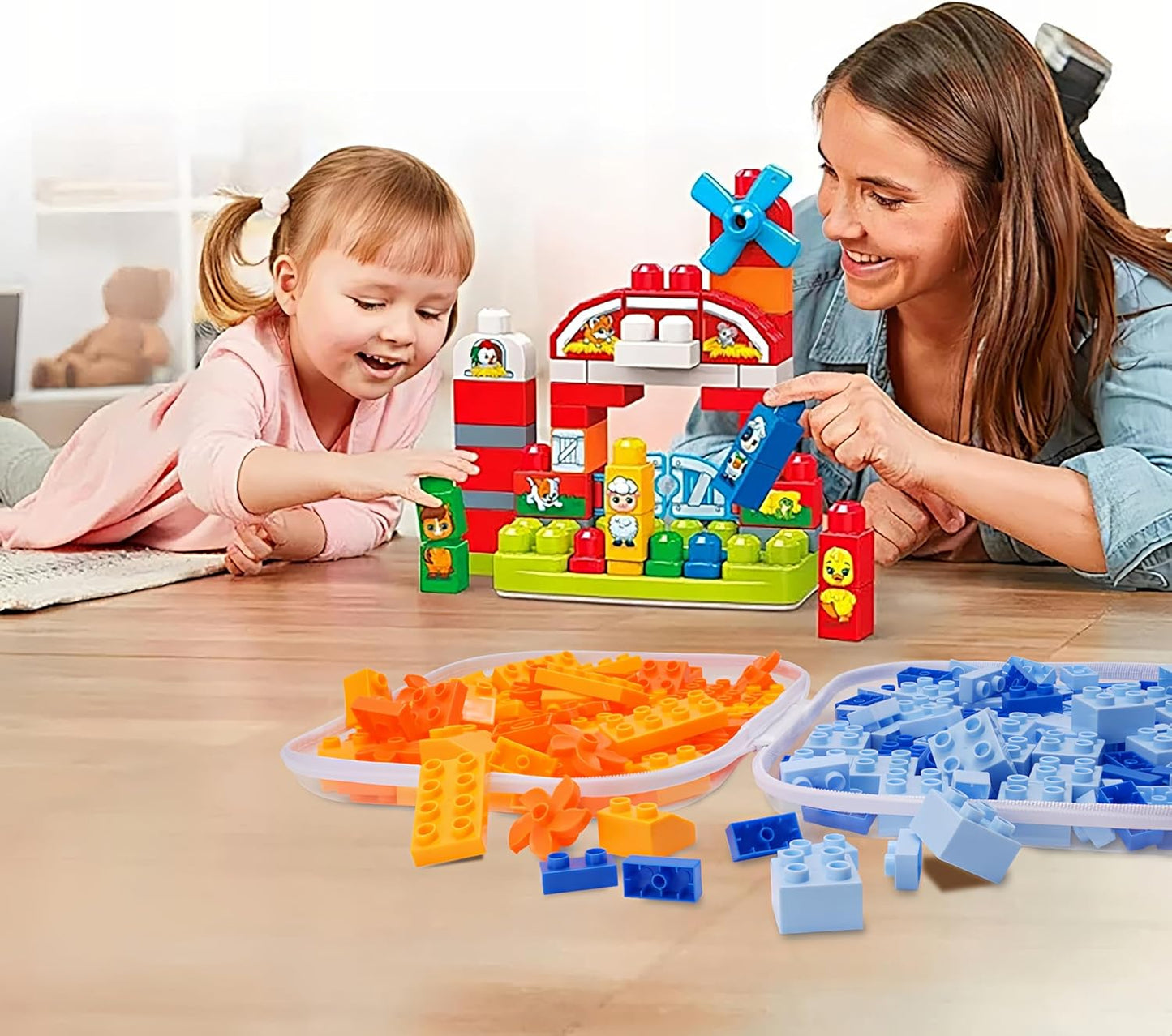 Clear Hard Plastic Zipper Case,Transparent Double Zippers Hard Pouch with 3pcs,Portable Travel Organizer Bin for Toy Storage