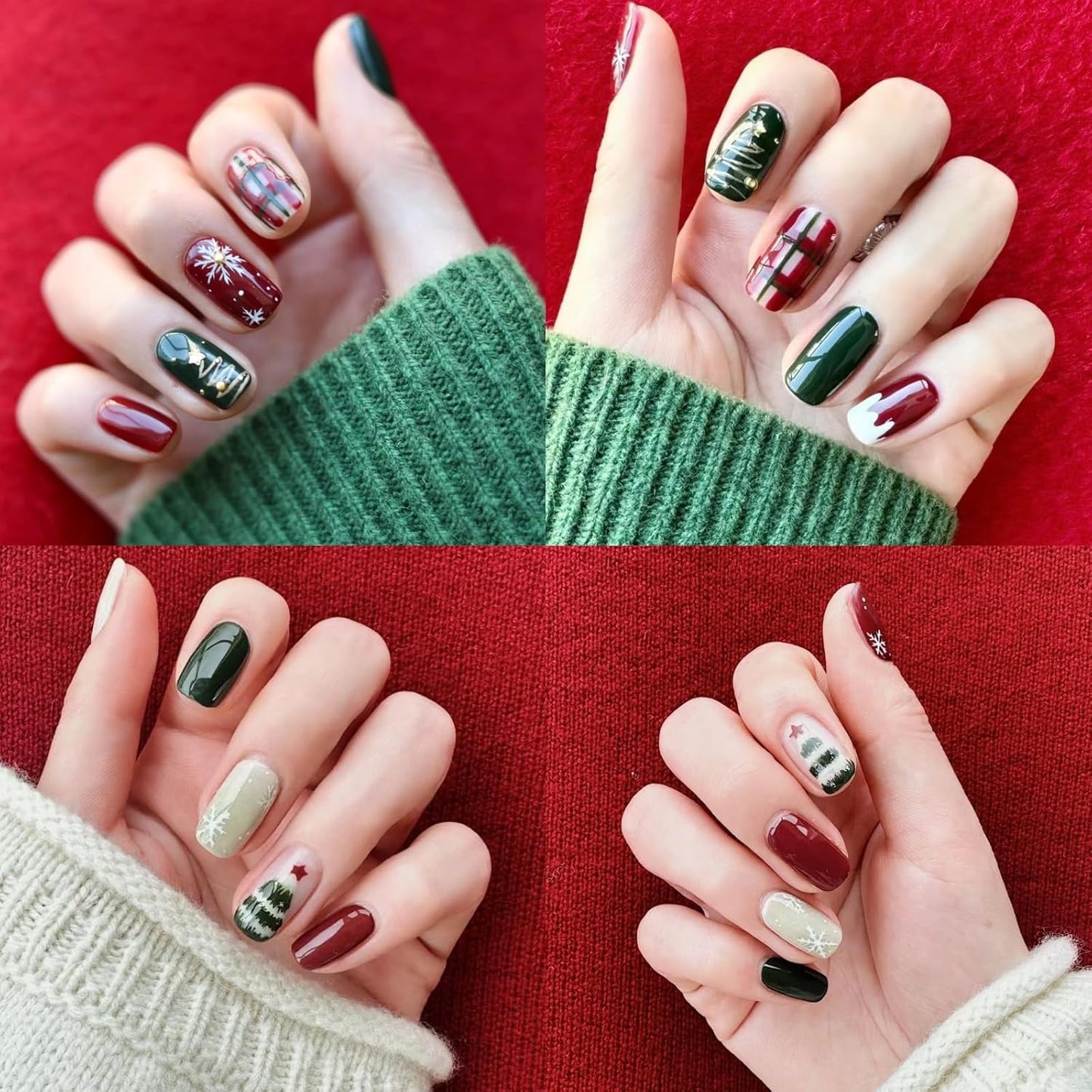 Green Red Chrome Nail Powder, Mirror Effect Metalic Powder Pigments for Nails,Red+Green Nail Art Glitter Glitter Dust Kit for Gel Polish(Red+Green)