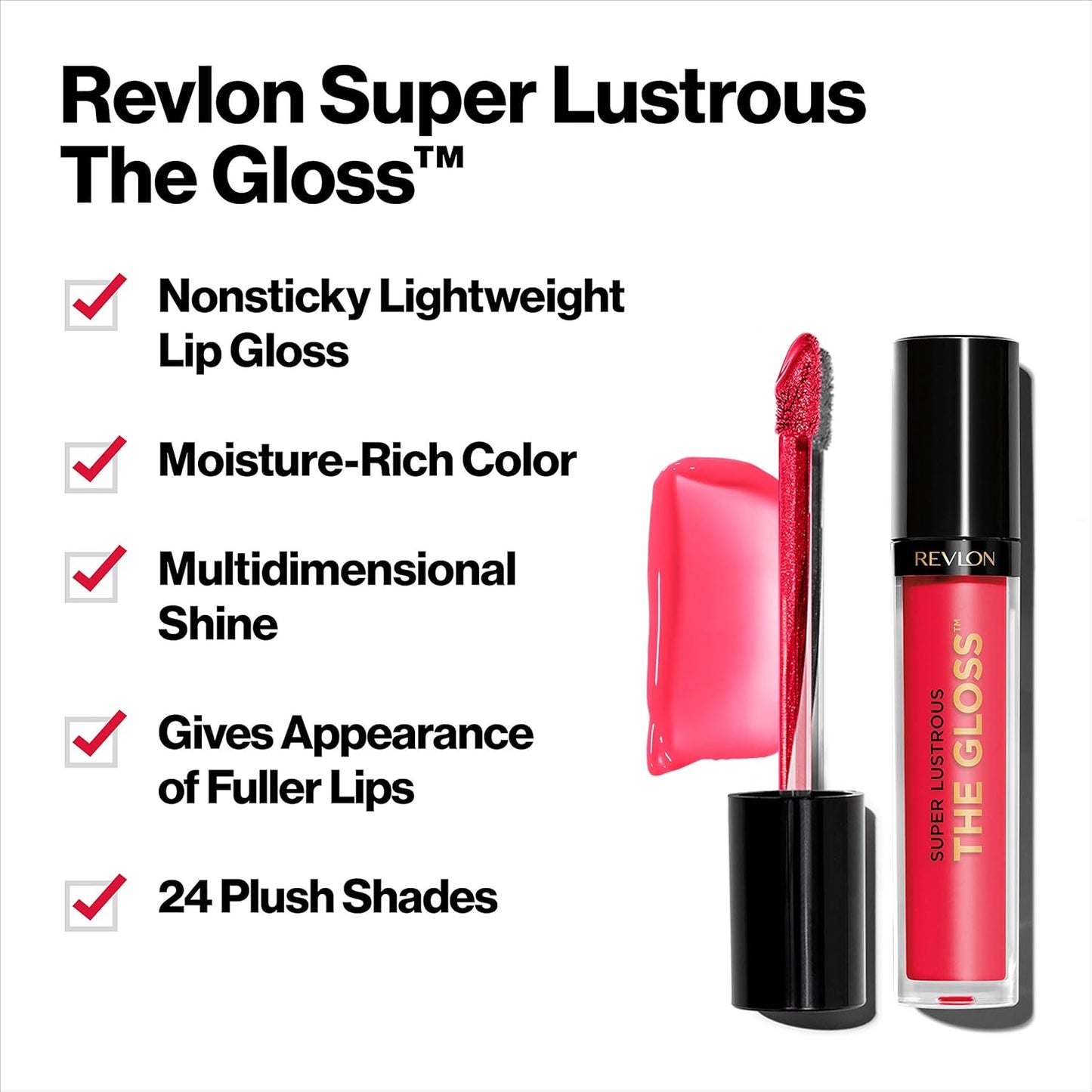 Revlon Super Lustrous Lip Gloss, Non-Sticky, Hydrating, High Shine Finish, 301 Rose Quartz, 0.13 oz