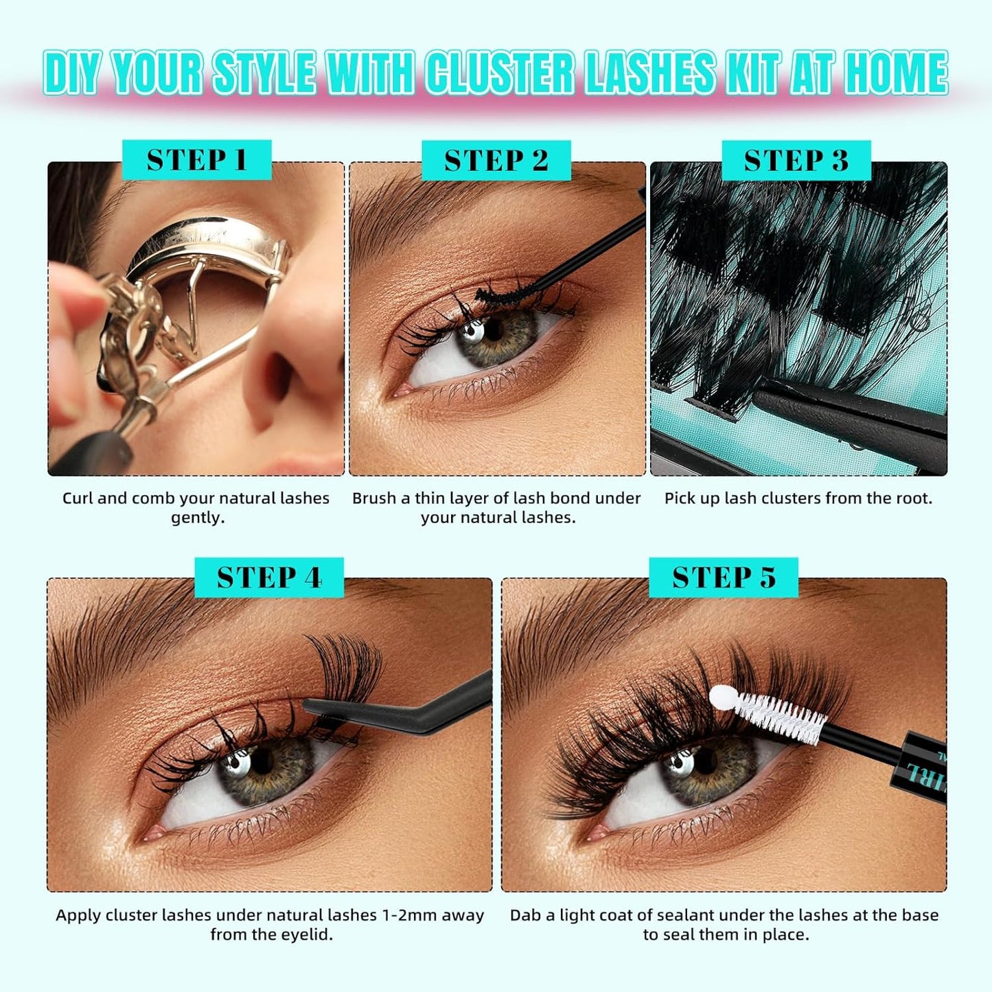 Lash Clusters 320Pcs 80D Eyelashes Cluster D Curl Individual Wispy Lashes Cluster for DIY Cluster Eyelash Extensions at Home for Beginners (Mix10-16mm)