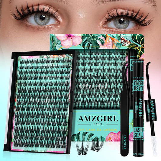 Lash Clusters Kit 140pcs Manga Lash Extension Kit Anime Cluster Lashes Natural Look with Waterproof Lash Bond and Seal, Lash Tweezer with Wet Look Ultra-Thin Band Anime Lashes(Puppy-Kit,C-10-18mm)