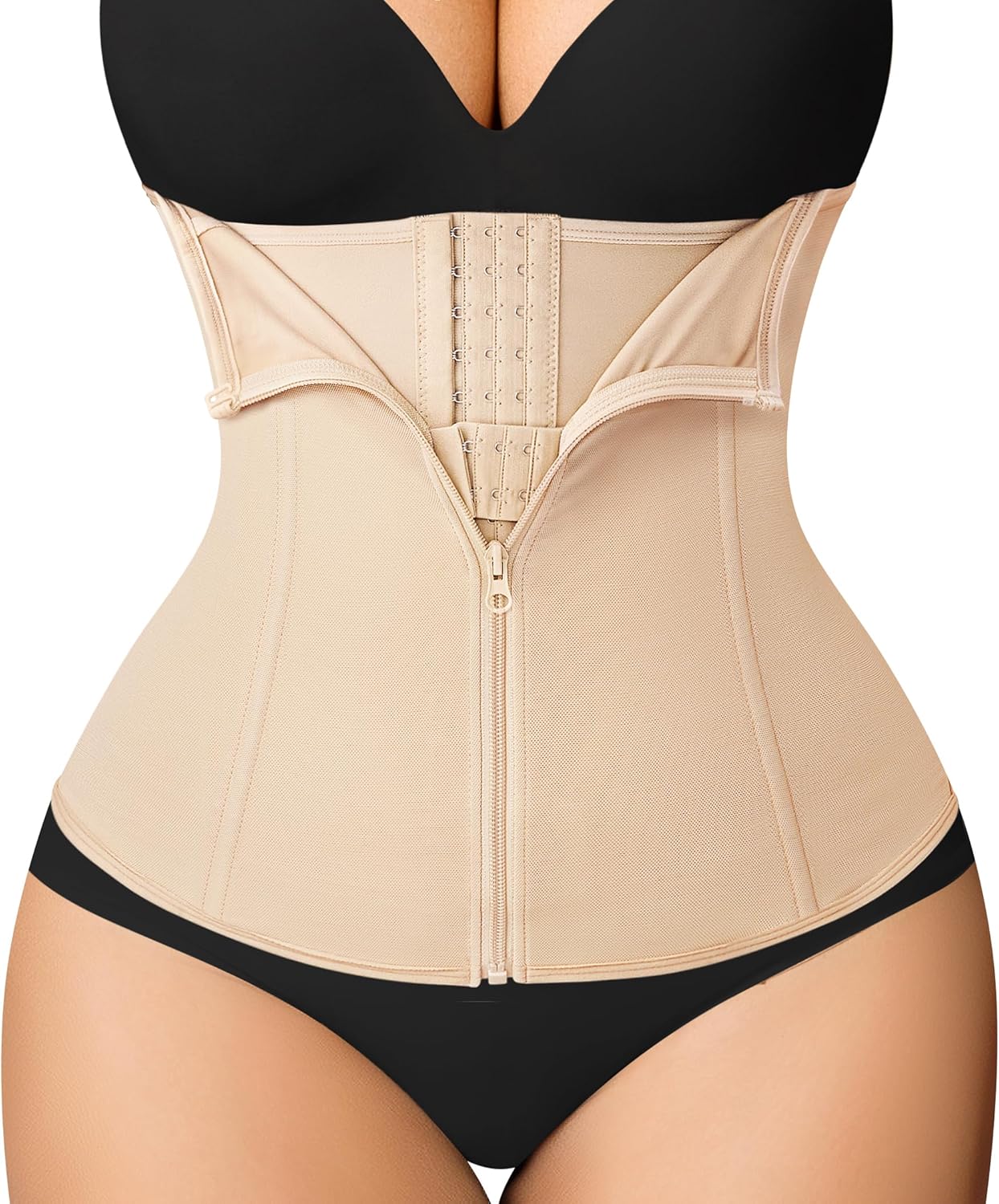 MERYOSZ Waist Trainer Corset Zipper Tummy Control Shapewear Breathable Waist Cincher for Women Body Shaper Sport Girdle