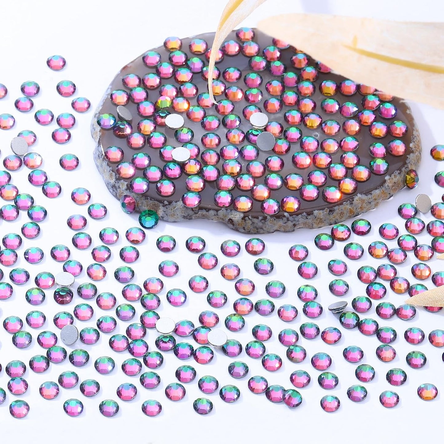 Green Volcano Flatback Rhinestones, Glass Rhinestones for Nail Art and Craft, Glue Fix, Loose Crystal Gemstones(Green Volcano, SS12, 2880pcs, 2.9-3.0mm)