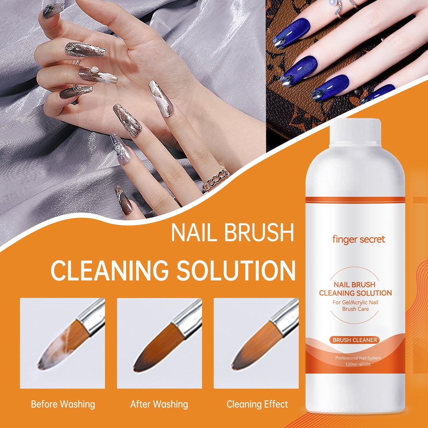 Nail Brush Cleaner 2 packs Nail Brush Cleaner for Gel Polish Nail Brush Cleaner Liquid for Acrylic with Glass Cup Nail Cleaning pads for DIY Salon at Home 8 Fl.Oz