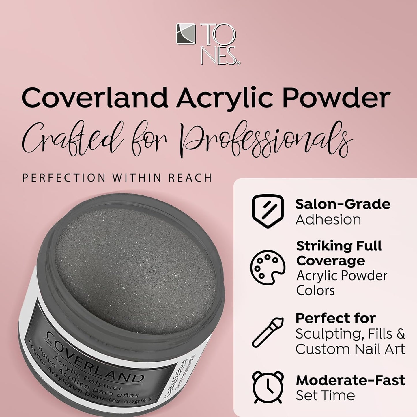 Tones Coverland Acrylic Nail Powder 'A Not So Silent Night' - Limited Edition for Nail Design, Sculpting, and Masking Imperfections - Professional Supplies - 1.5 Oz