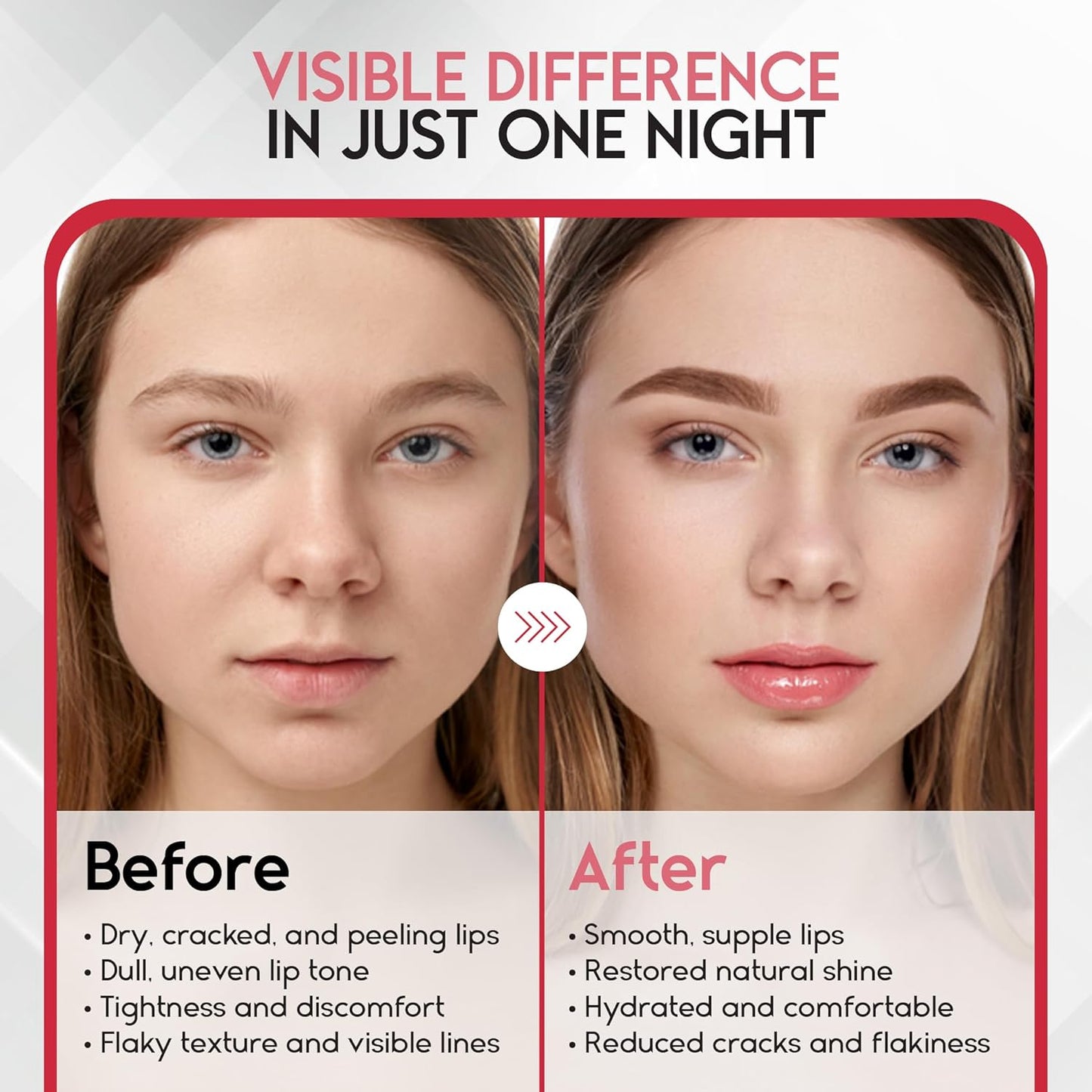 Lip Mask Overnight with Hyaluronic Acid & Collagen, Lip Sleeping Mask for Dry Cracked Lips, Moisturizing, Hydrating, Exfoliating Night Treatment for Lip Care (Strawberry)